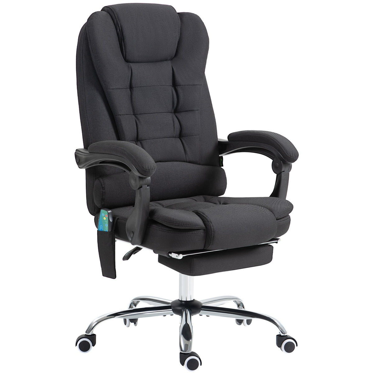 Ergonomische massagebureaustoel, liggend met voetensteun, zwart