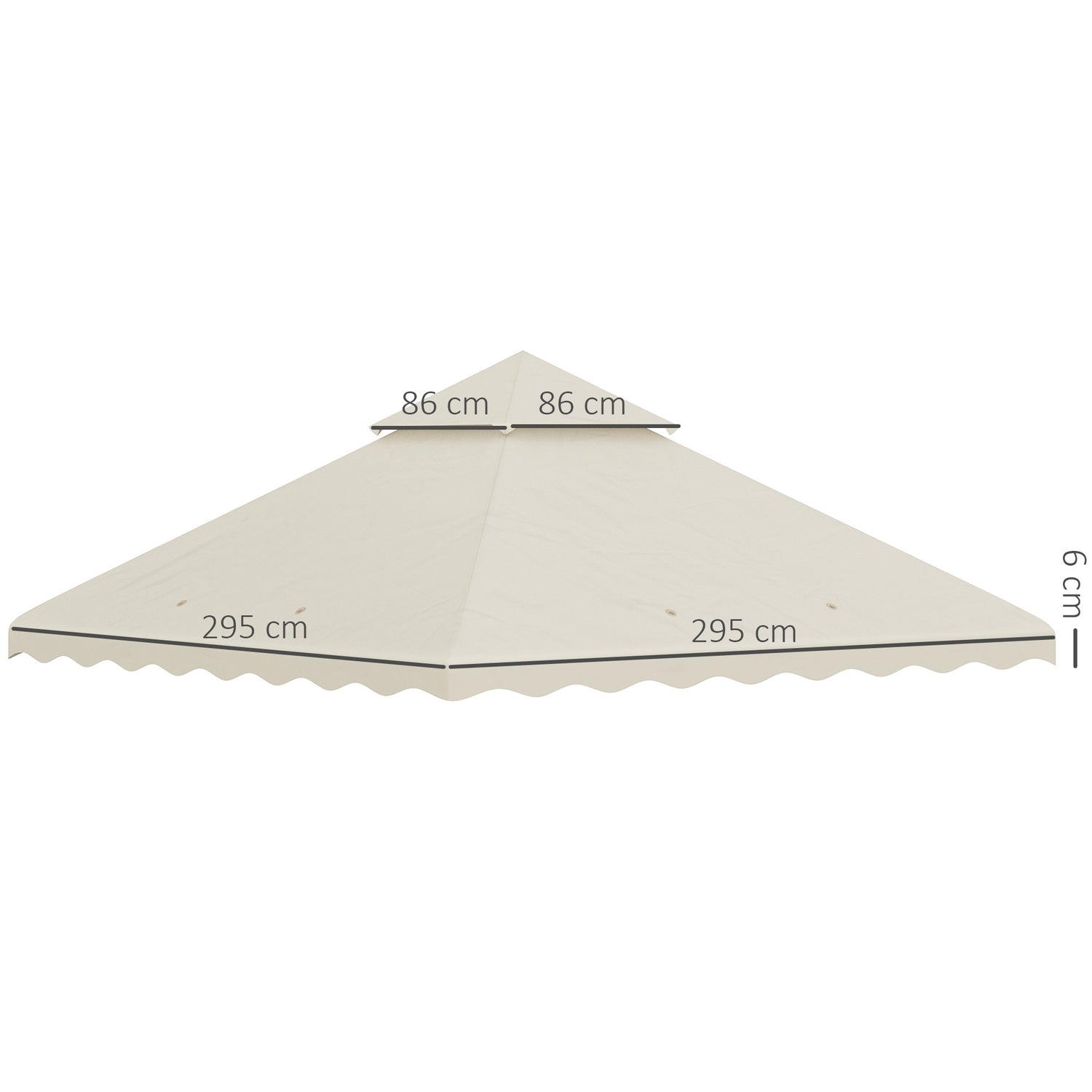 Vervangingsdoek voor tuinpaviljoen, 3x3M, crèmewitte hoes