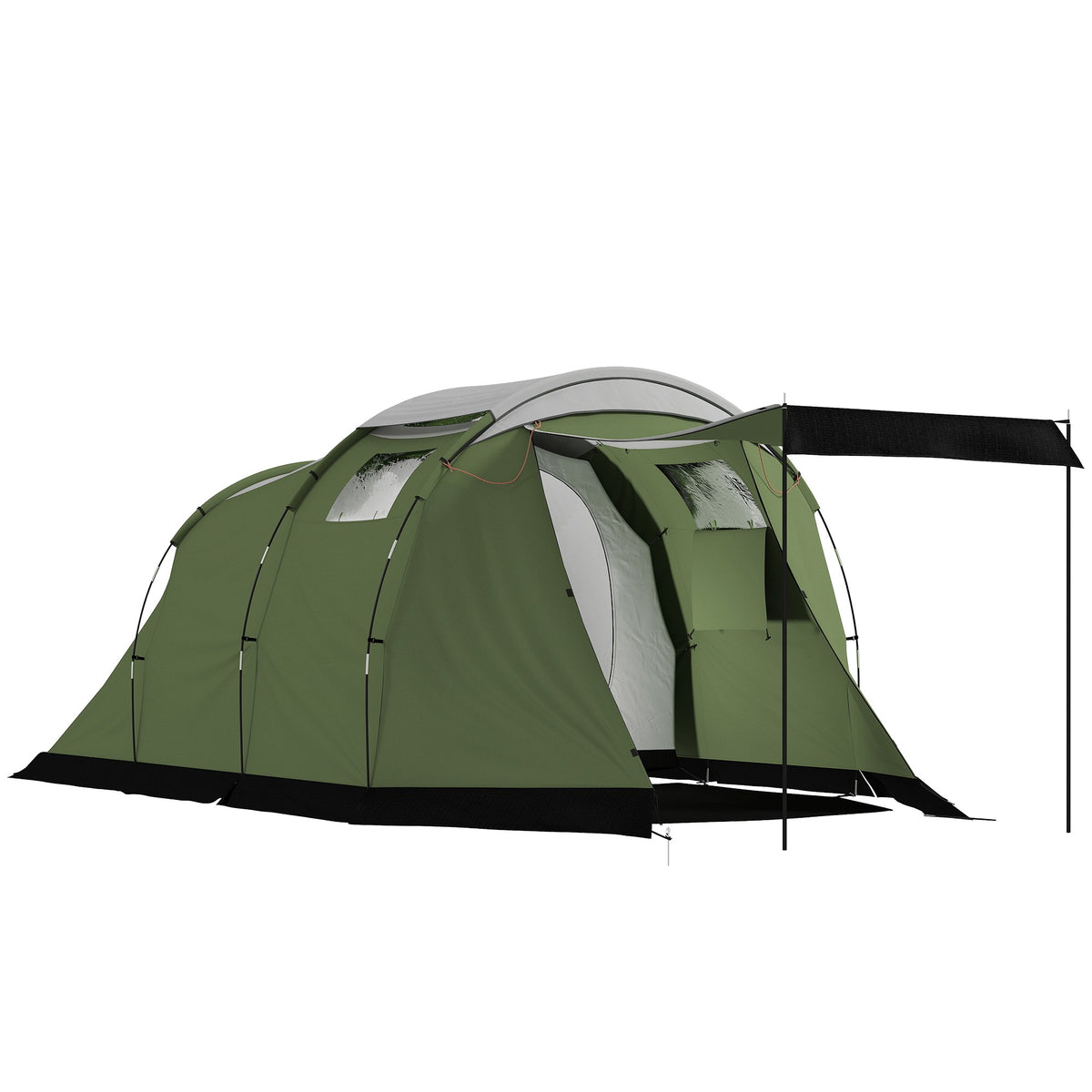 Familiekampeertent voor 3-4 personen, waterdicht tot 3000 mm, groen