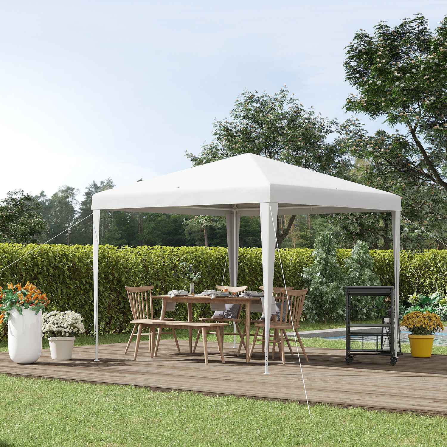 Feesttent, 2,7x2,7M, Stabiel Stalen Frame, Wit Zeildoek