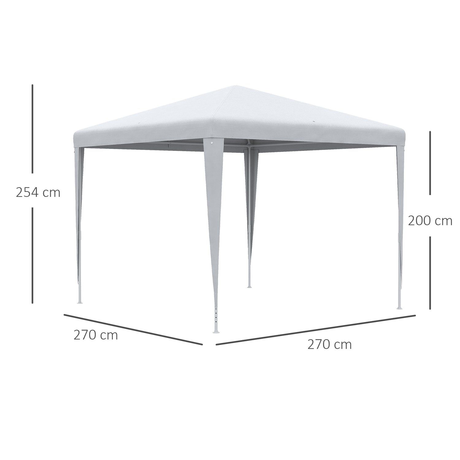 Feesttent, 2,7x2,7M, Stabiel Stalen Frame, Wit Zeildoek