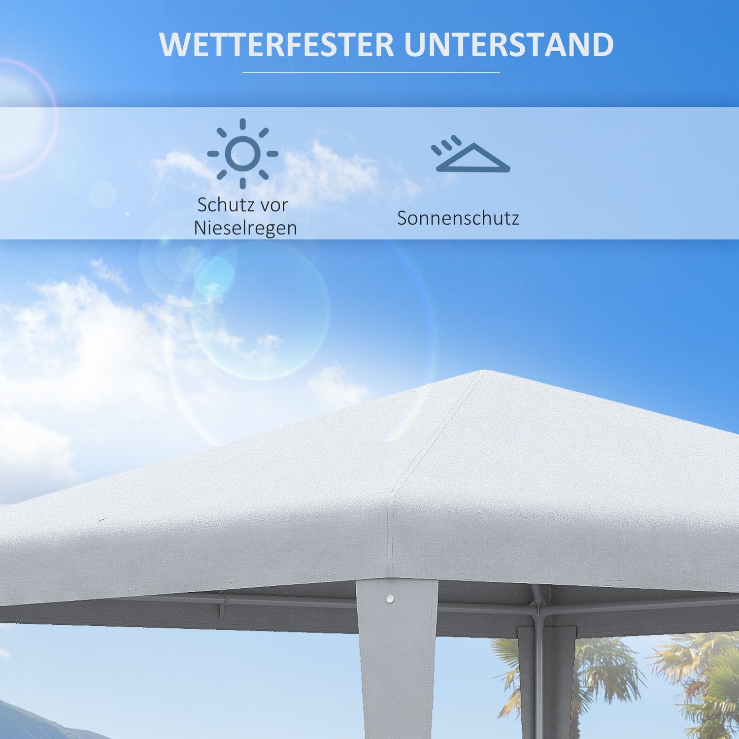 Feesttent, 2,7x2,7M, Stabiel Stalen Frame, Wit Zeildoek