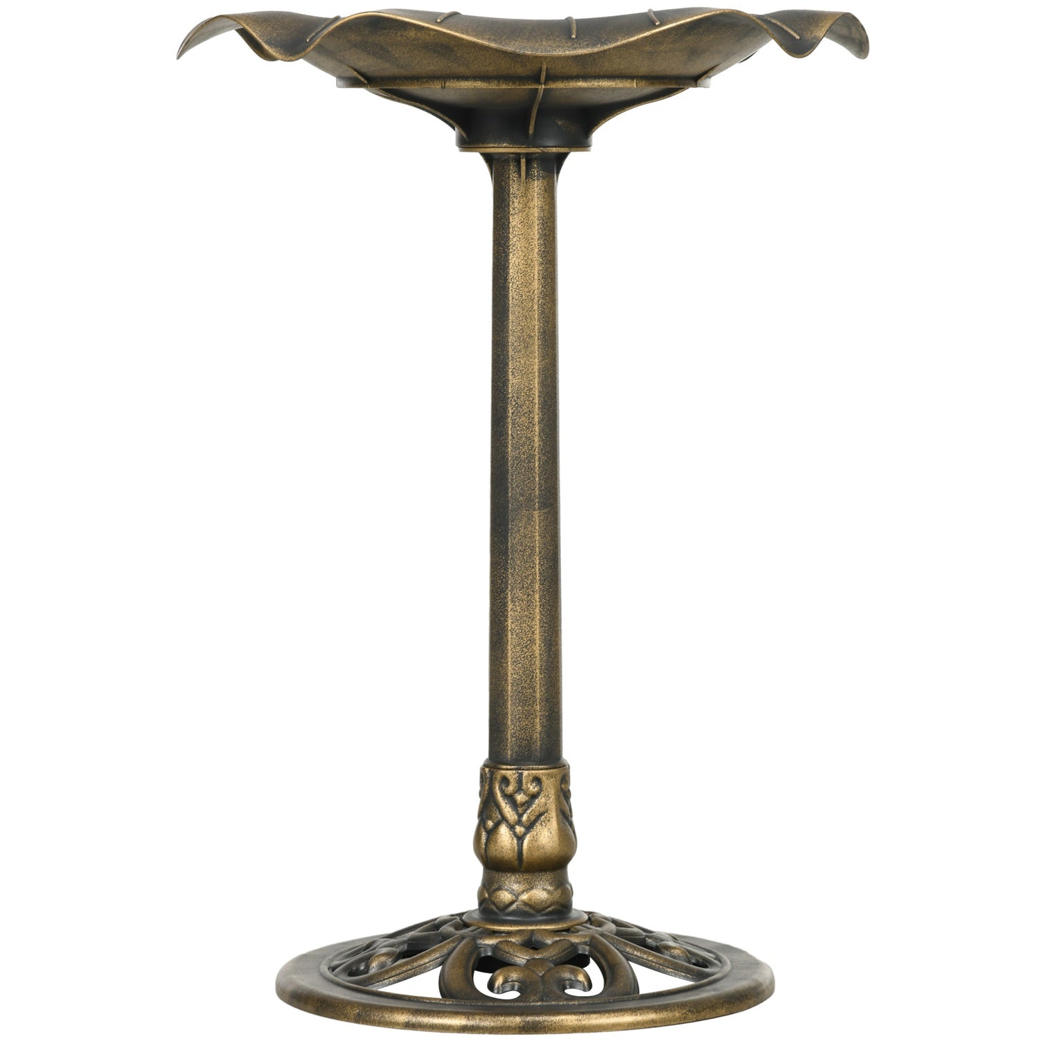Vogelbad van brons met statief, 71 cm, Lotus Leaf Design
