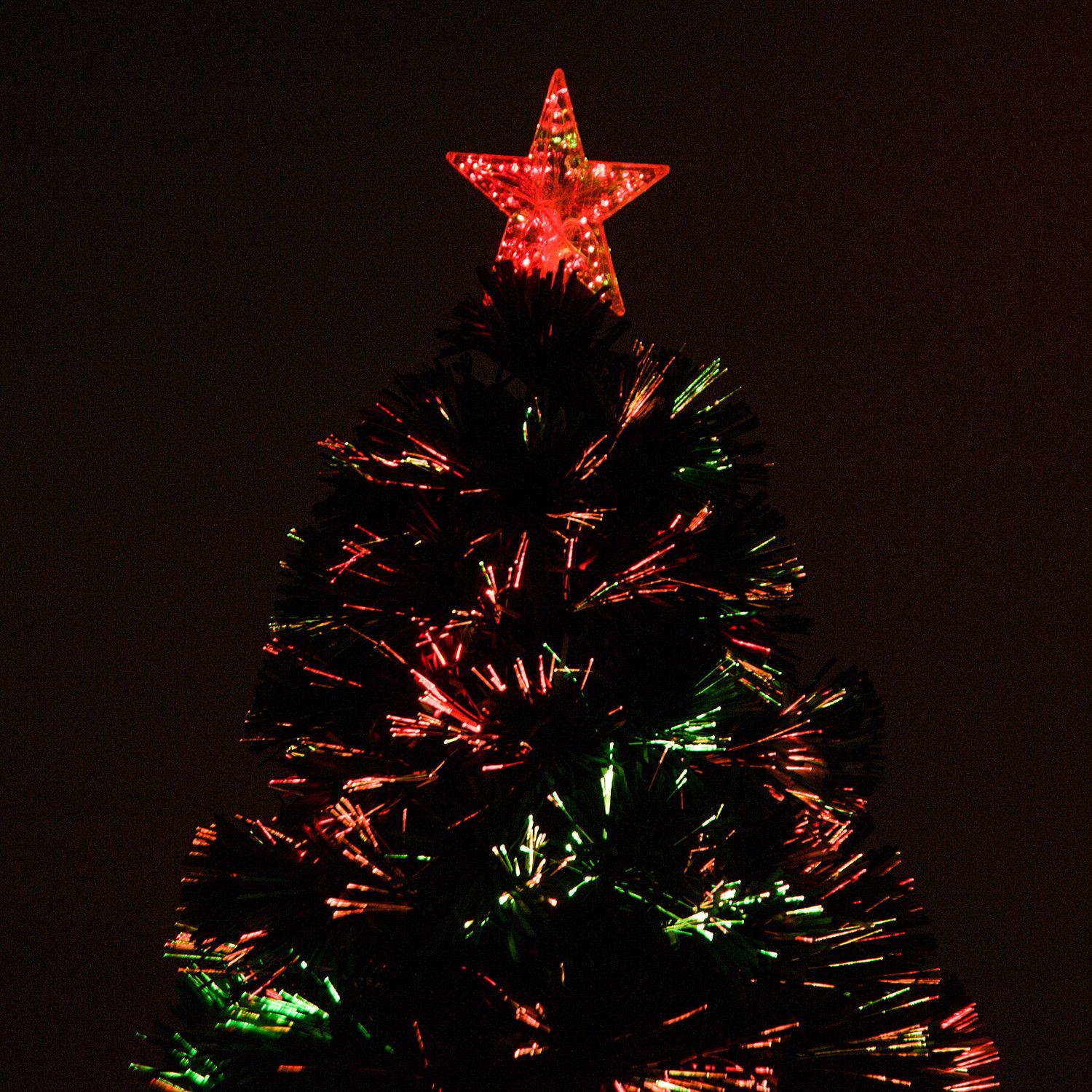 Glasvezelkerstboom met ledverlichting, 120 cm