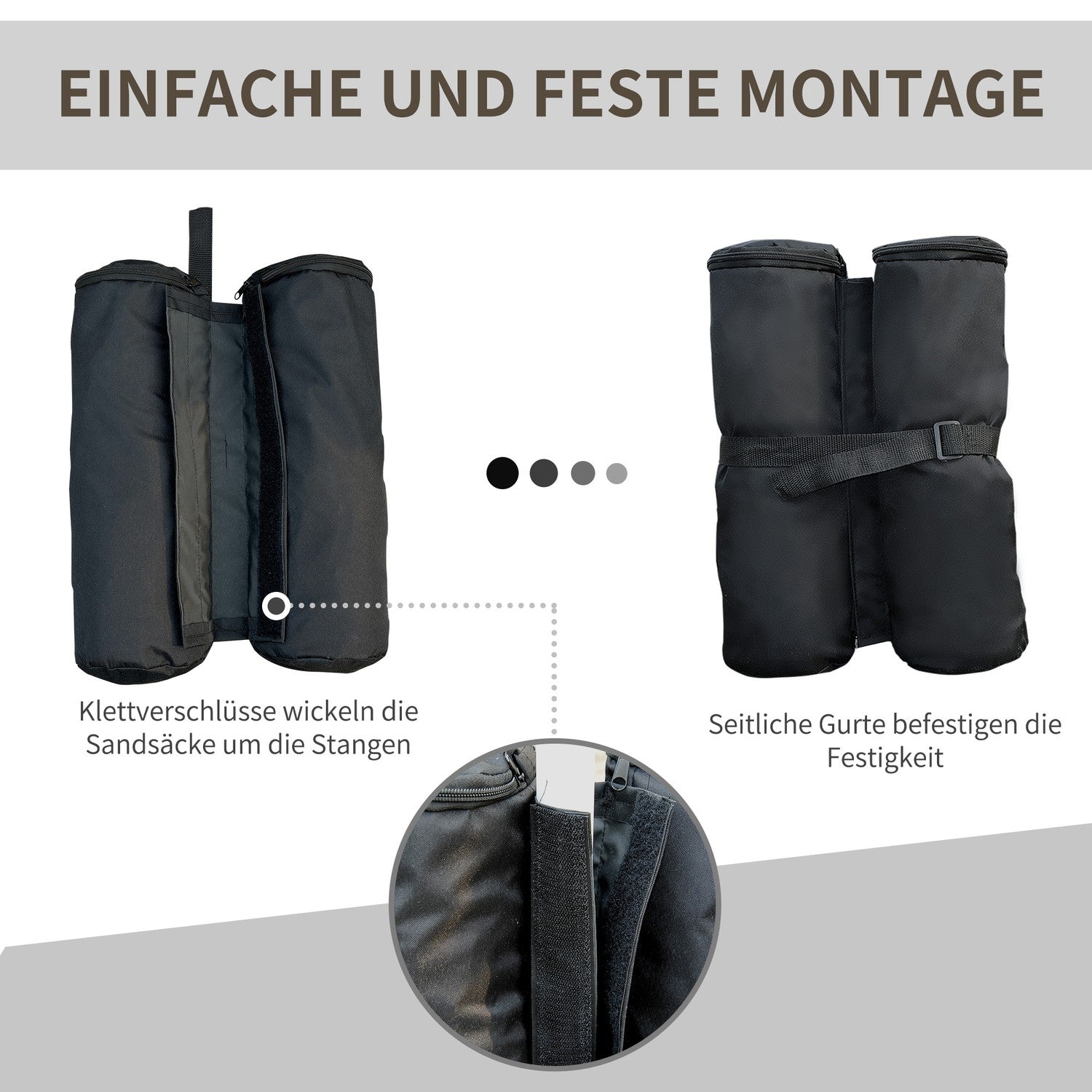 Opvouwbare Gazebo Paviljoen Standaard Set van 4 – Stevig Zwart