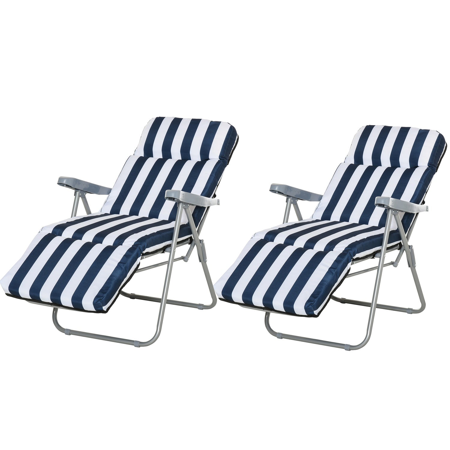 Opvouwbare tuinstoel met kussen – 5 standen, blauw