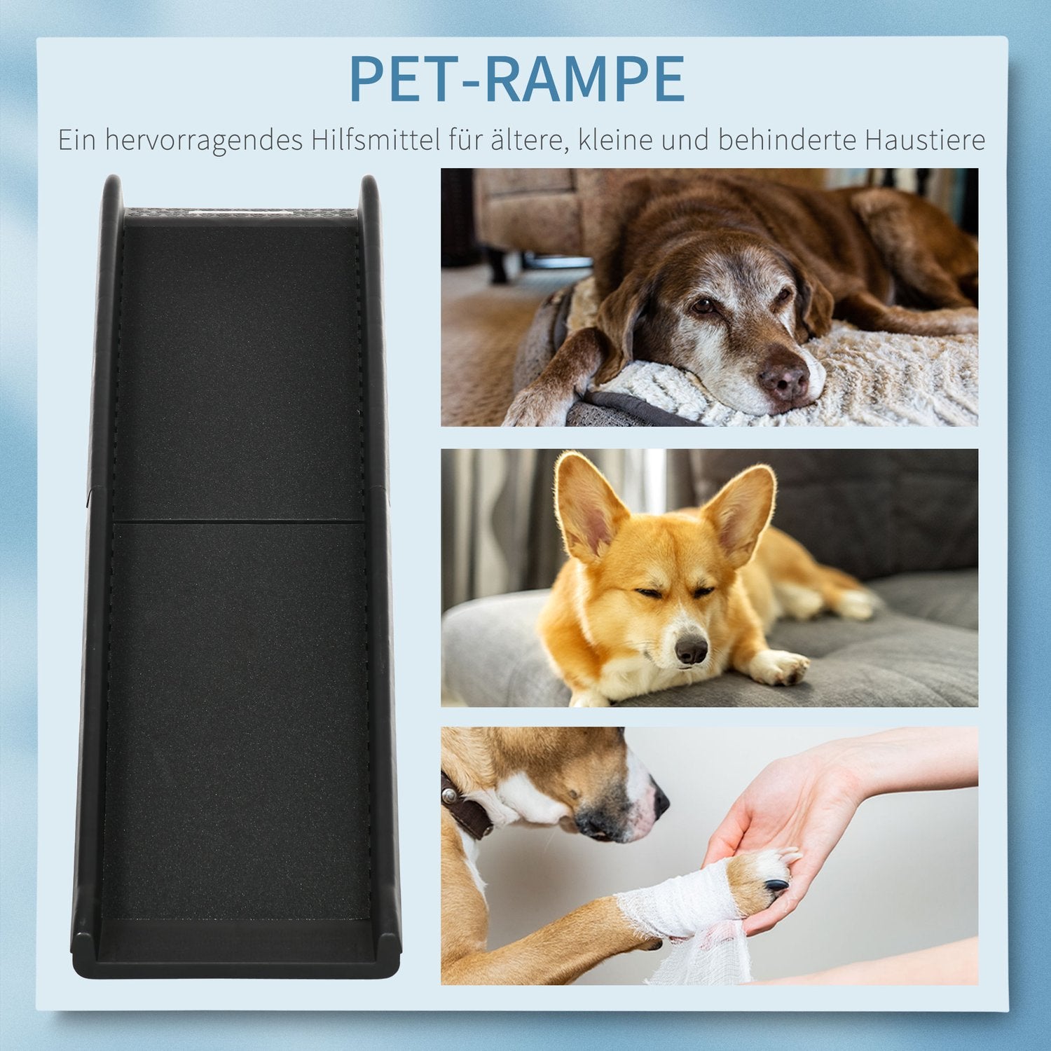 Opvouwbare hondenloopplank – Antislip, Zwart, 155x39x14 cm