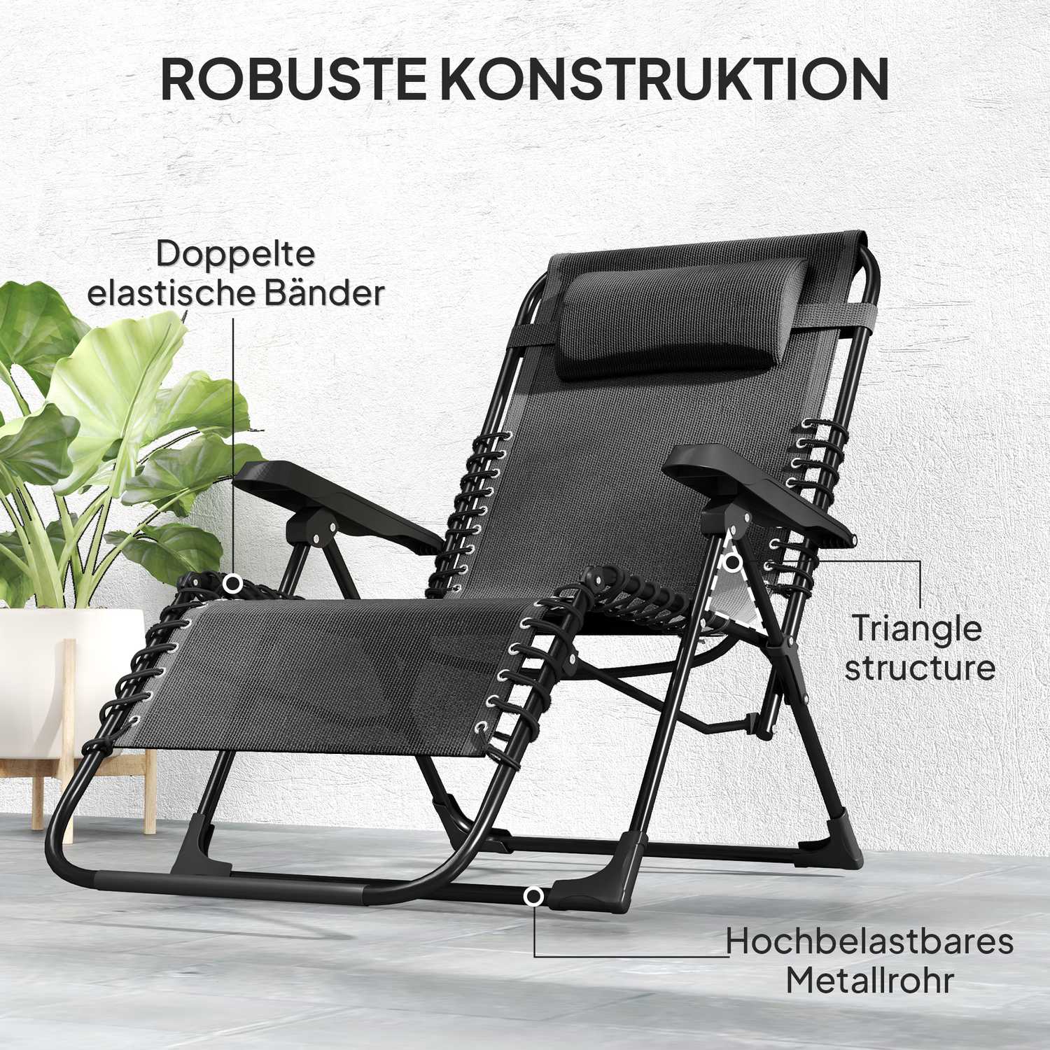Opvouwbare ligstoel, verstelbaar, weerbestendig, draagvermogen 120 kg