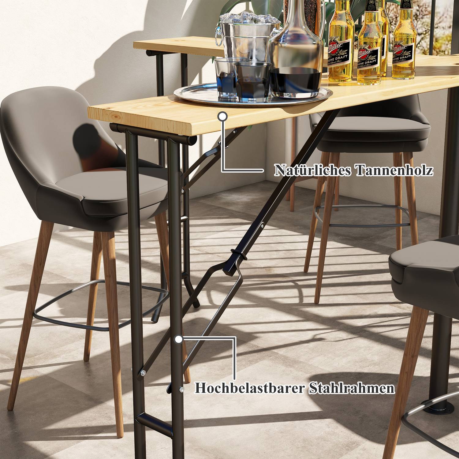 Opvouwbare biertafel voor 20 personen, 105 cm, 120 kg capaciteit