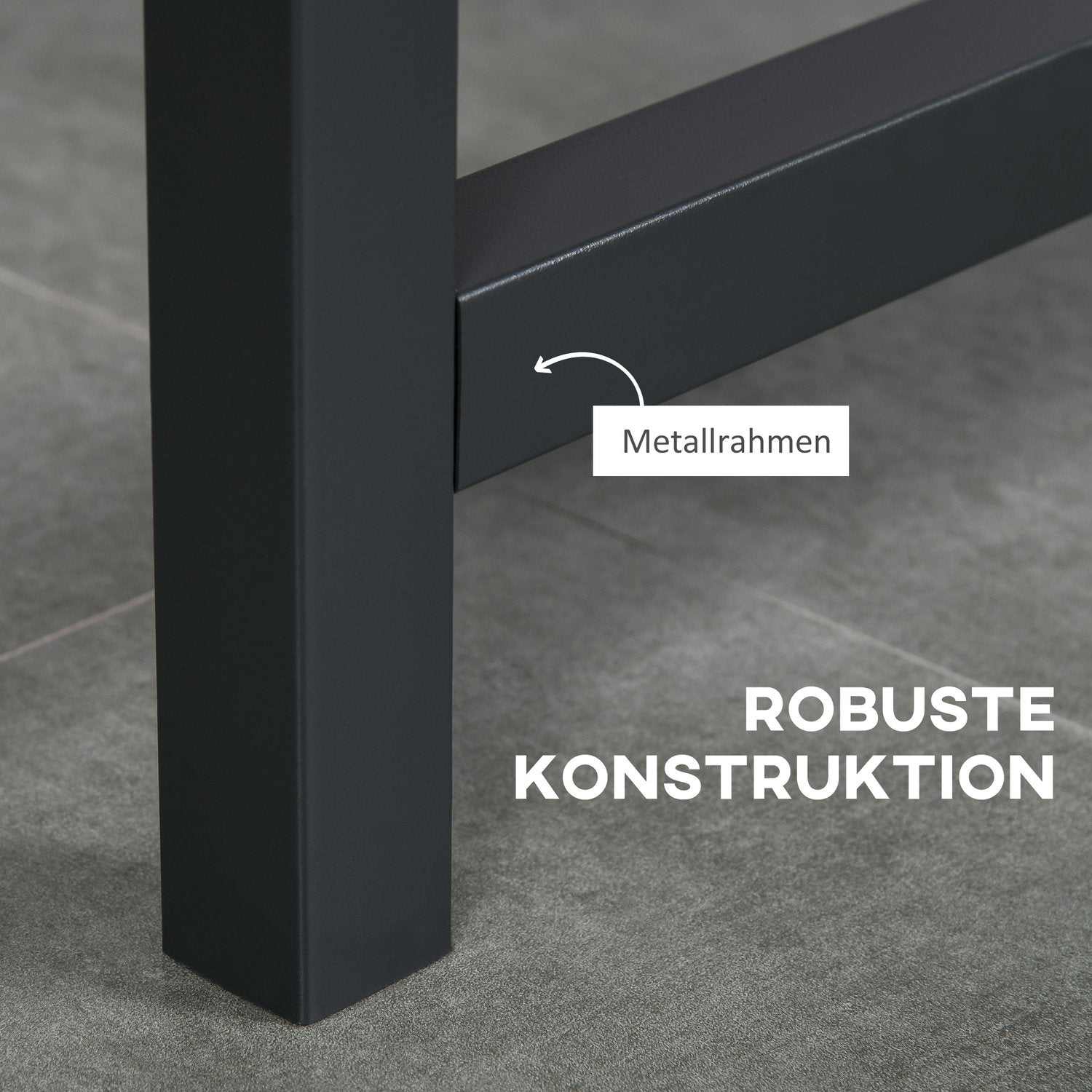 Inklapbare metalen eettafel m/ wielen, 118x70x76,5cm, Bruin