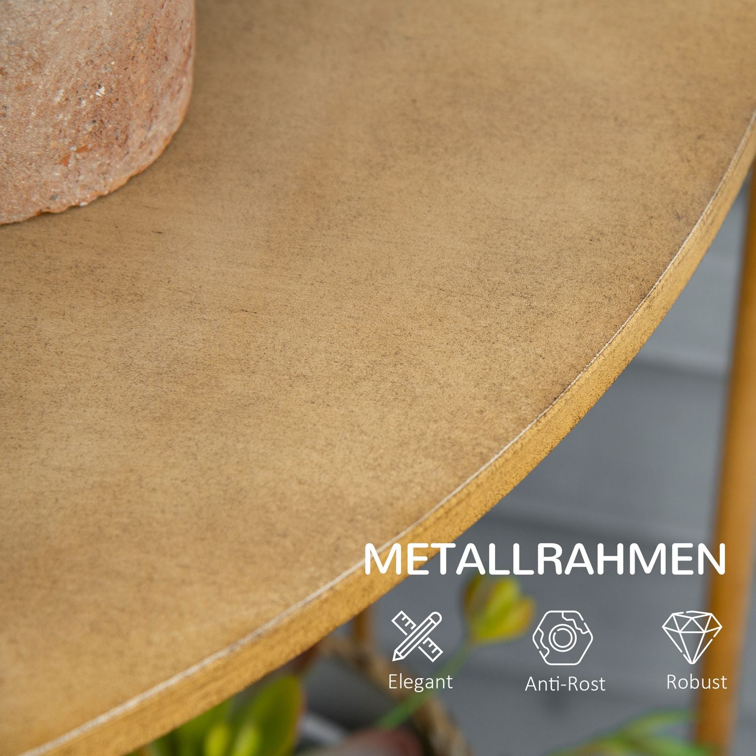 Inklapbaar metalen rek – hoekrek met 3 schappen, bruin