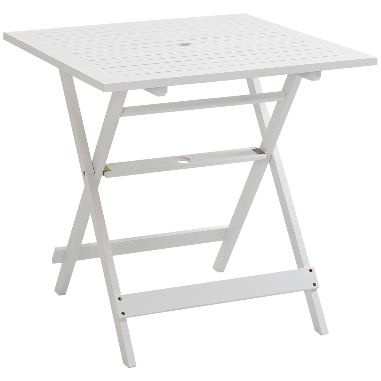 Inklapbare bijzettafel met parasolhouder, populierenhout, 70cm