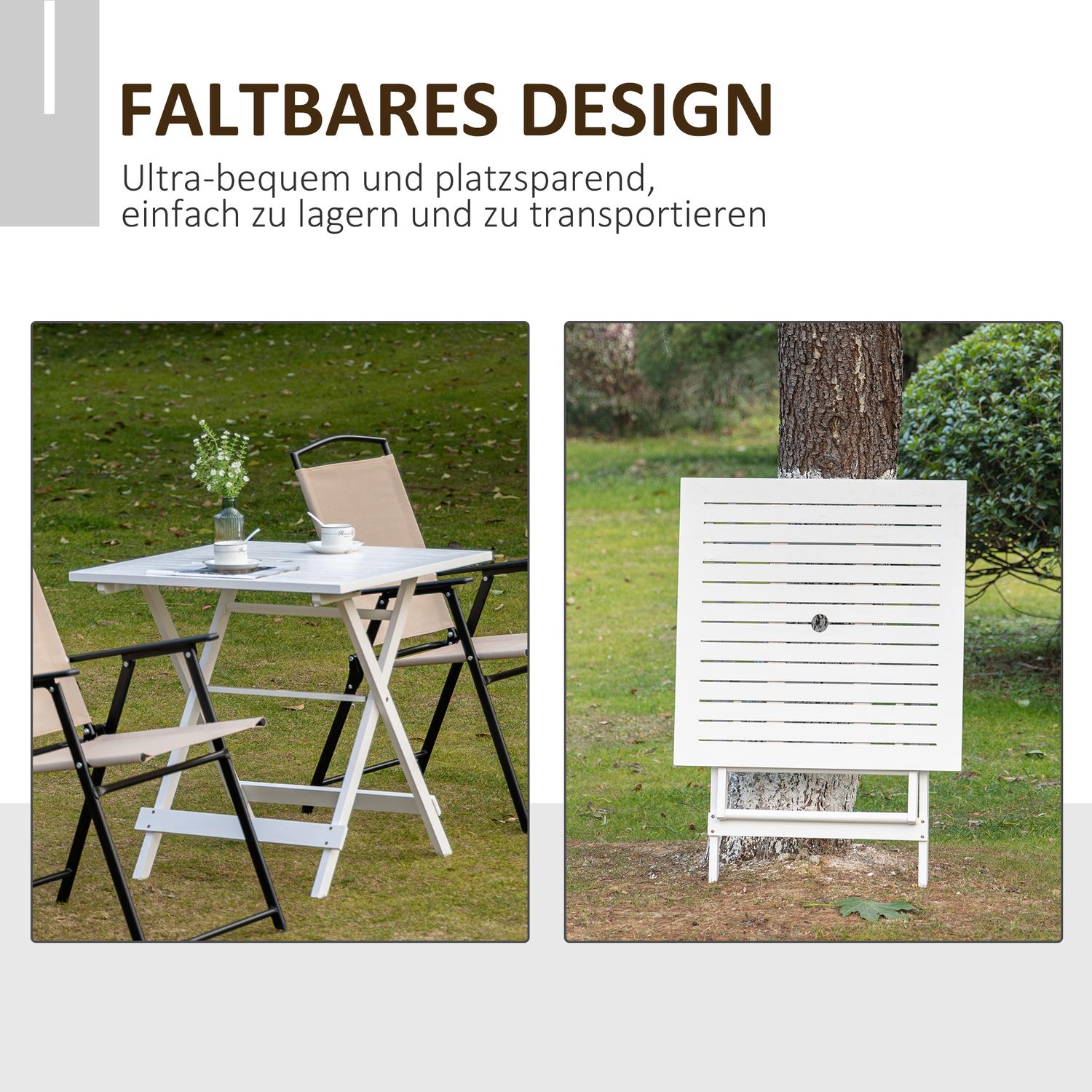 Inklapbare bijzettafel met parasolhouder, populierenhout, 70cm