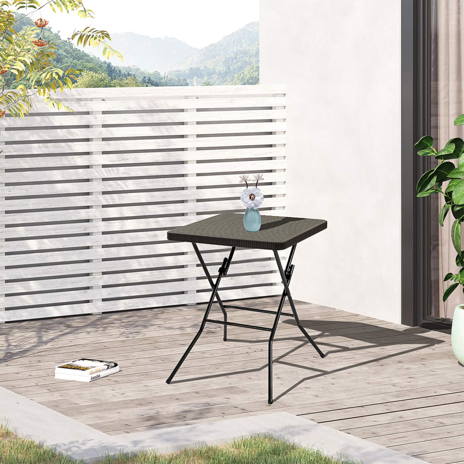 Opvouwbare tuintafel, Kunststof & Metaal, 60x60x74cm, Bruin