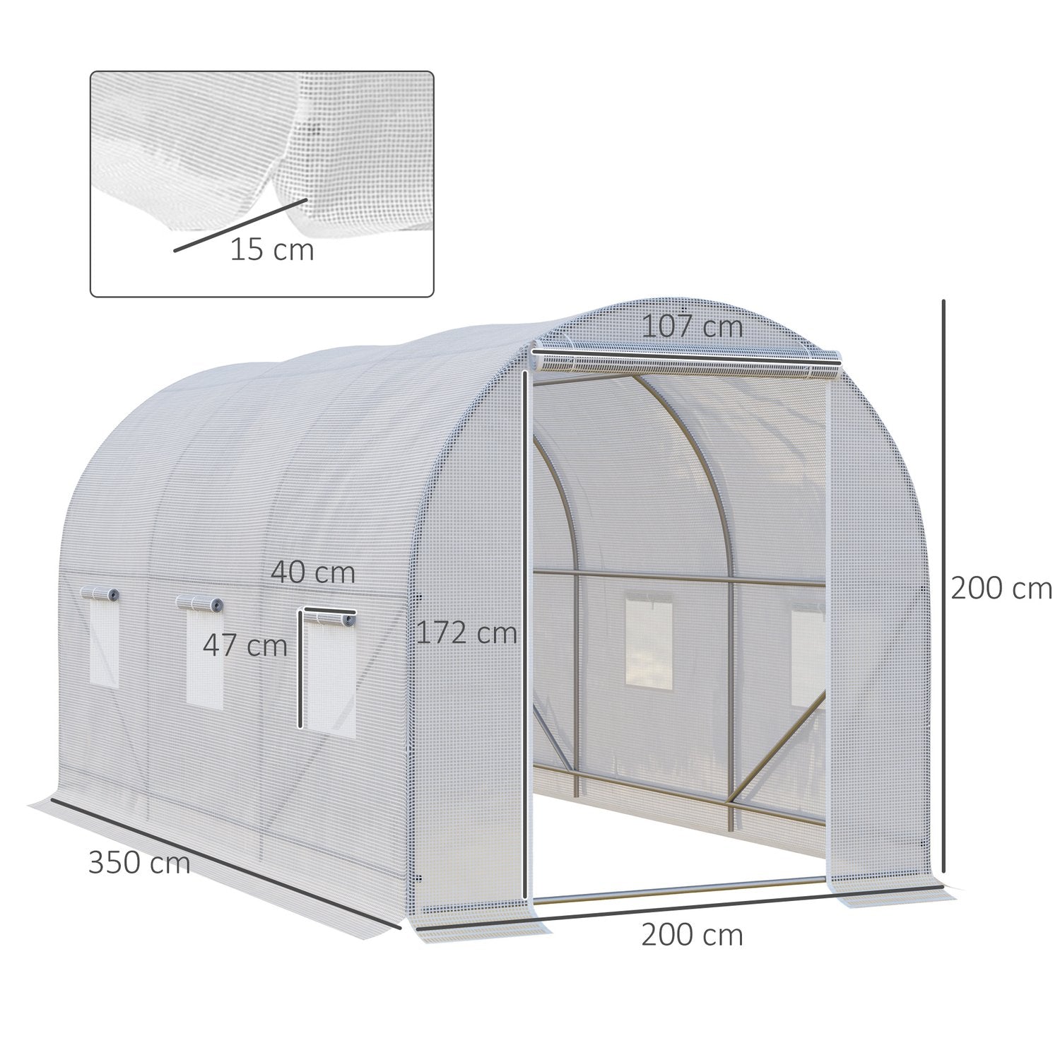 Foliekas voor tuin – 350x200x200cm Plantenkas
