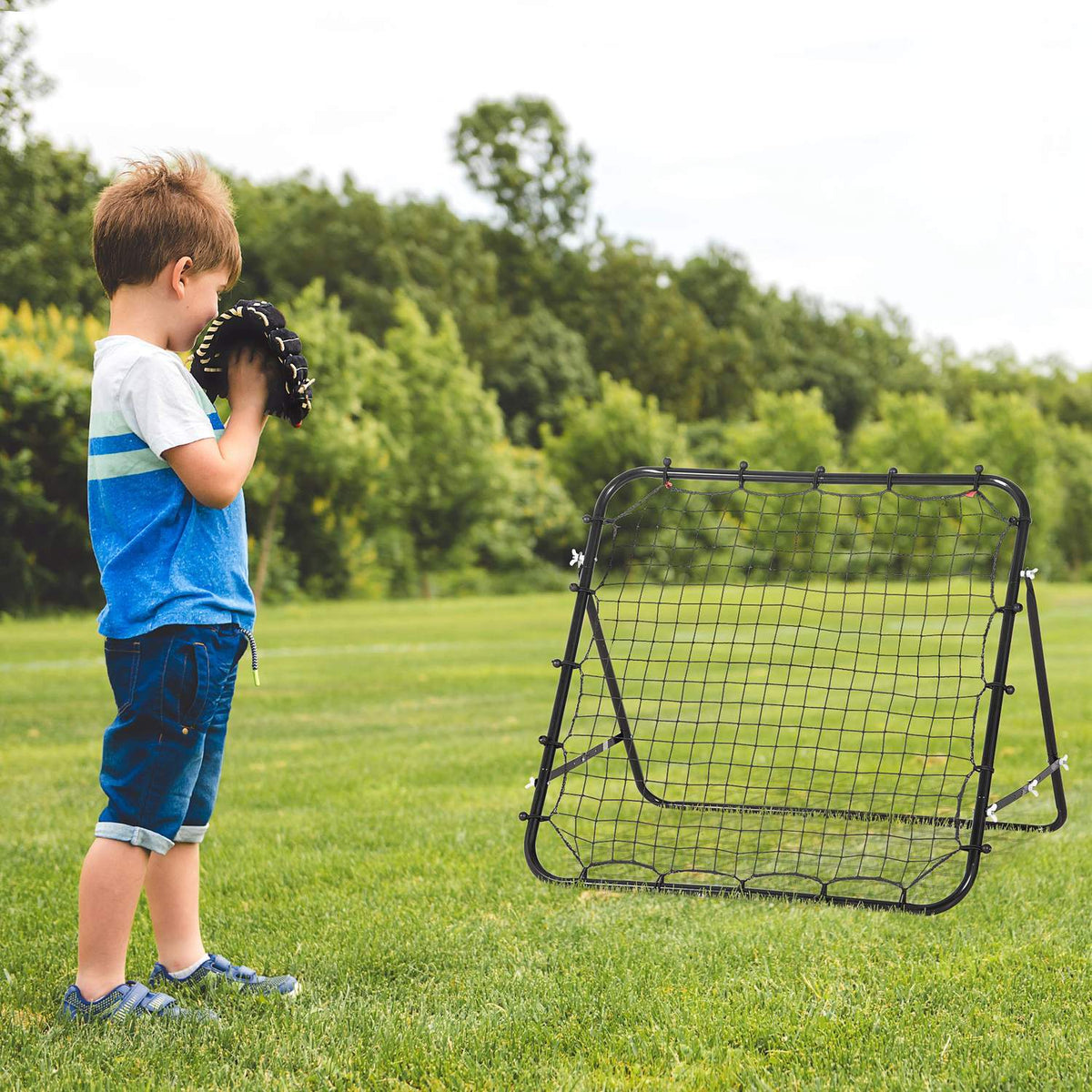 Voetbal Rebounder Muurnet, Metaal & PE, 96x80x96 cm