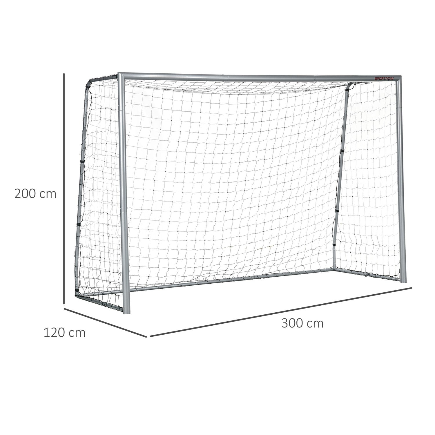 Fussballtor aus Stahl mit PE Mesh, 300x120x200 cm, Grau