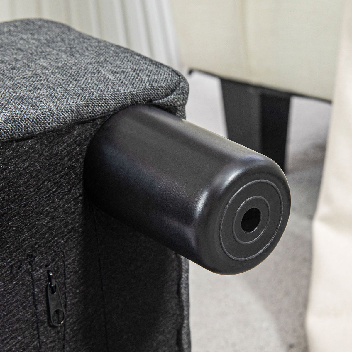 Voetenbankje, zitpoef met linnenlook stoffen bekleding, schuimvulling, kunststof poten, voor diverse ruimtes, grijs