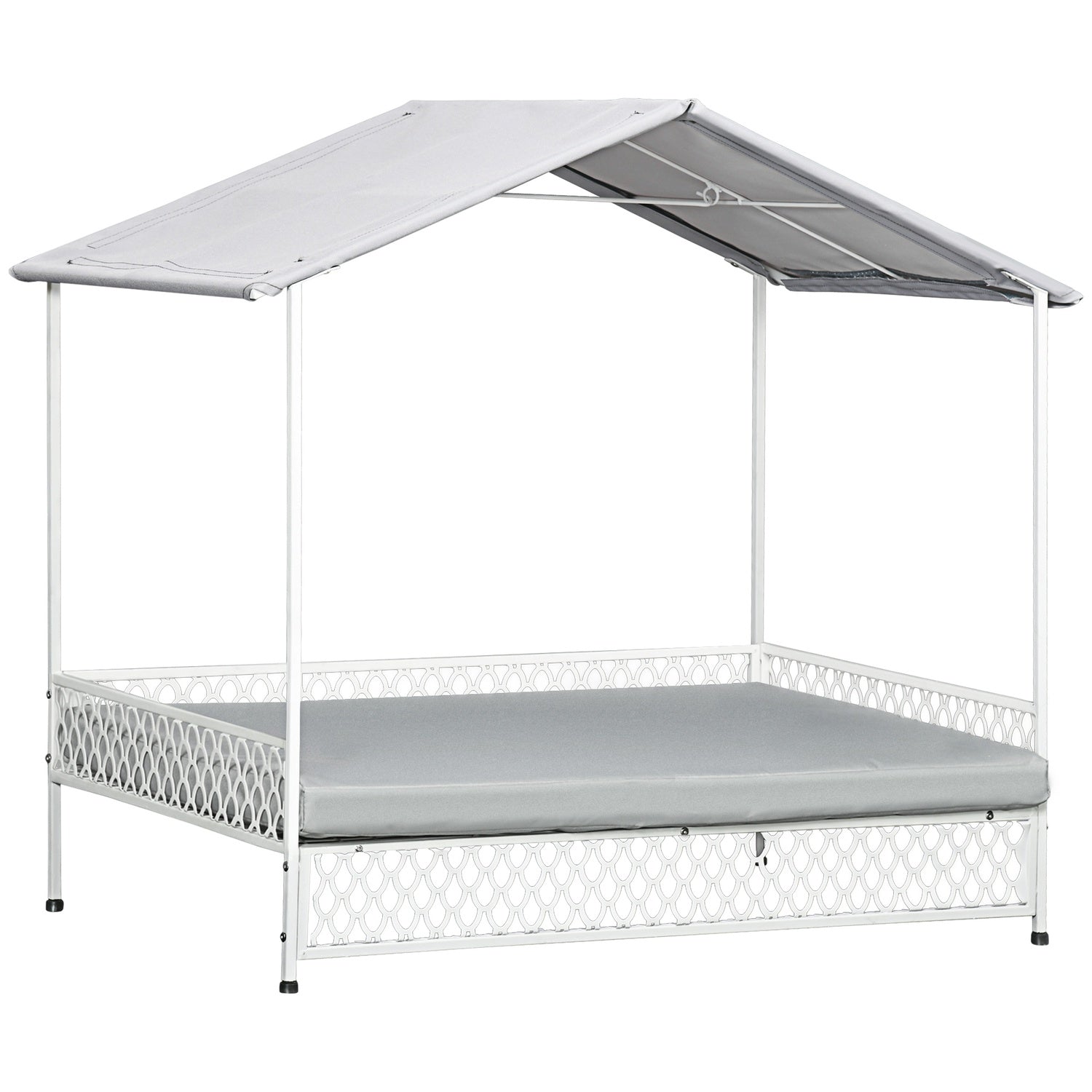 Verhoogd hondenbed met afdak, Grijs, 88X50X78 Cm