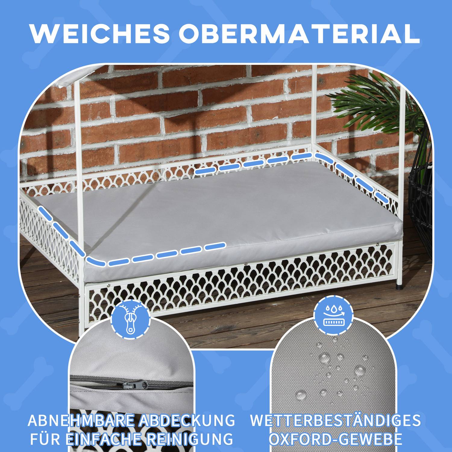 Verhoogd hondenbed met afdak, Grijs, 88X50X78 Cm