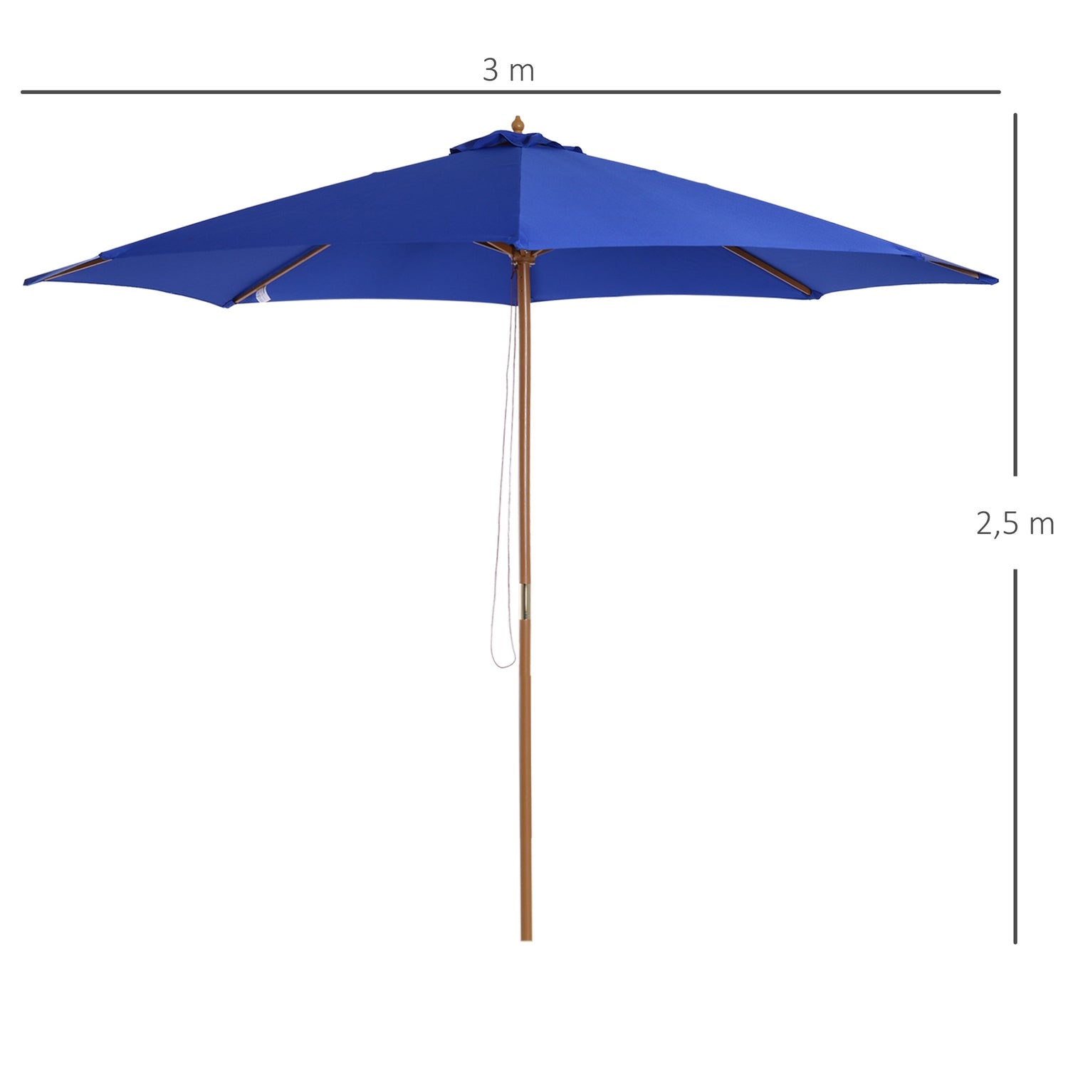 Vrijdragende Balkon Parasol 300 Cm, Bamboe, Blauw