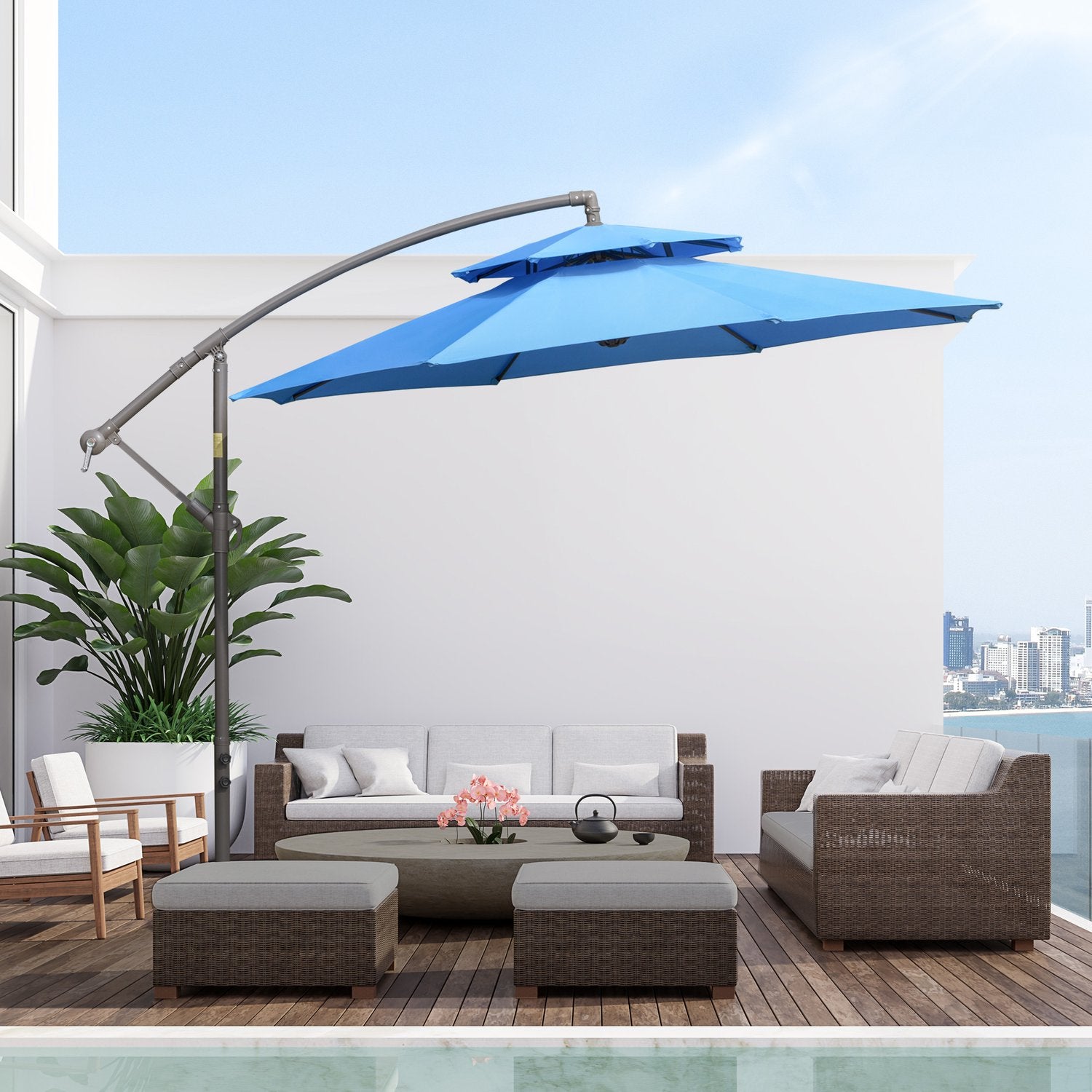 Zweefparasol, 2,67 m, dubbel dak, UV-bescherming
