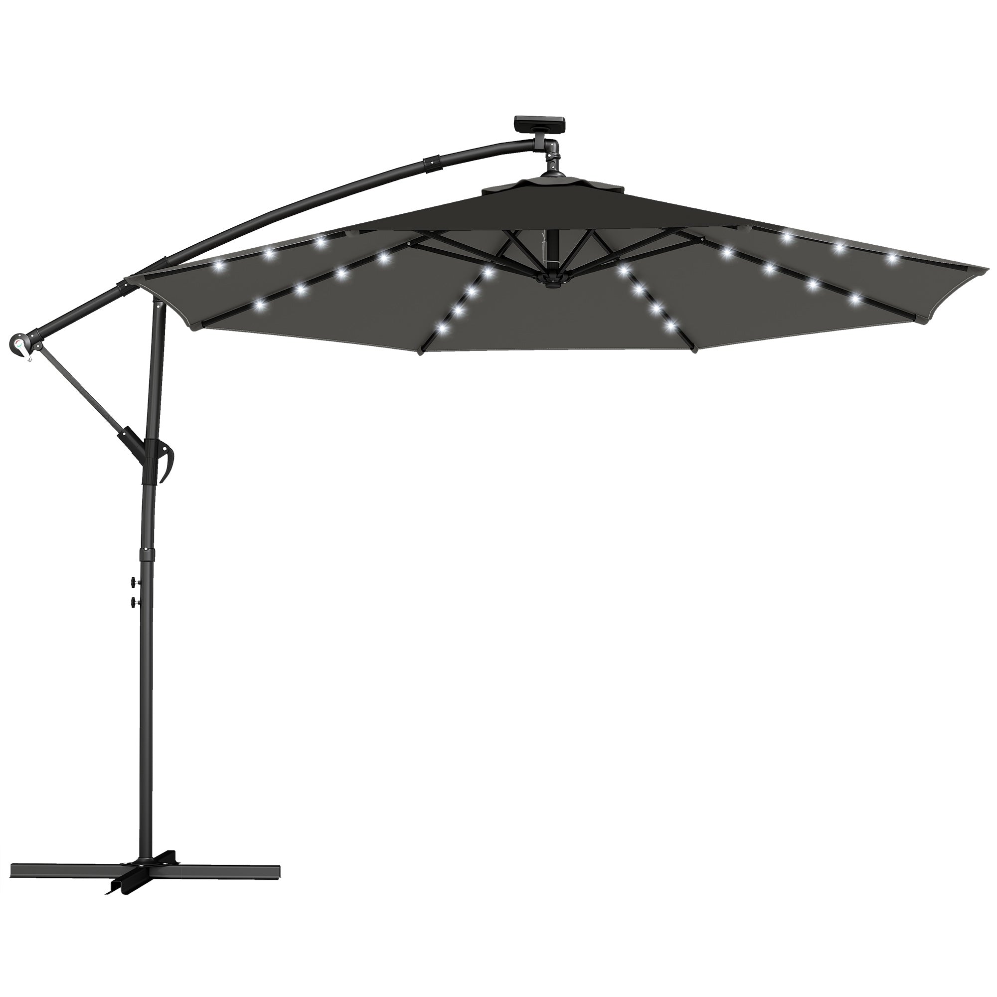 Fribärande parasoll, 3x3m, solcellsdriven LED, UV-resistent
