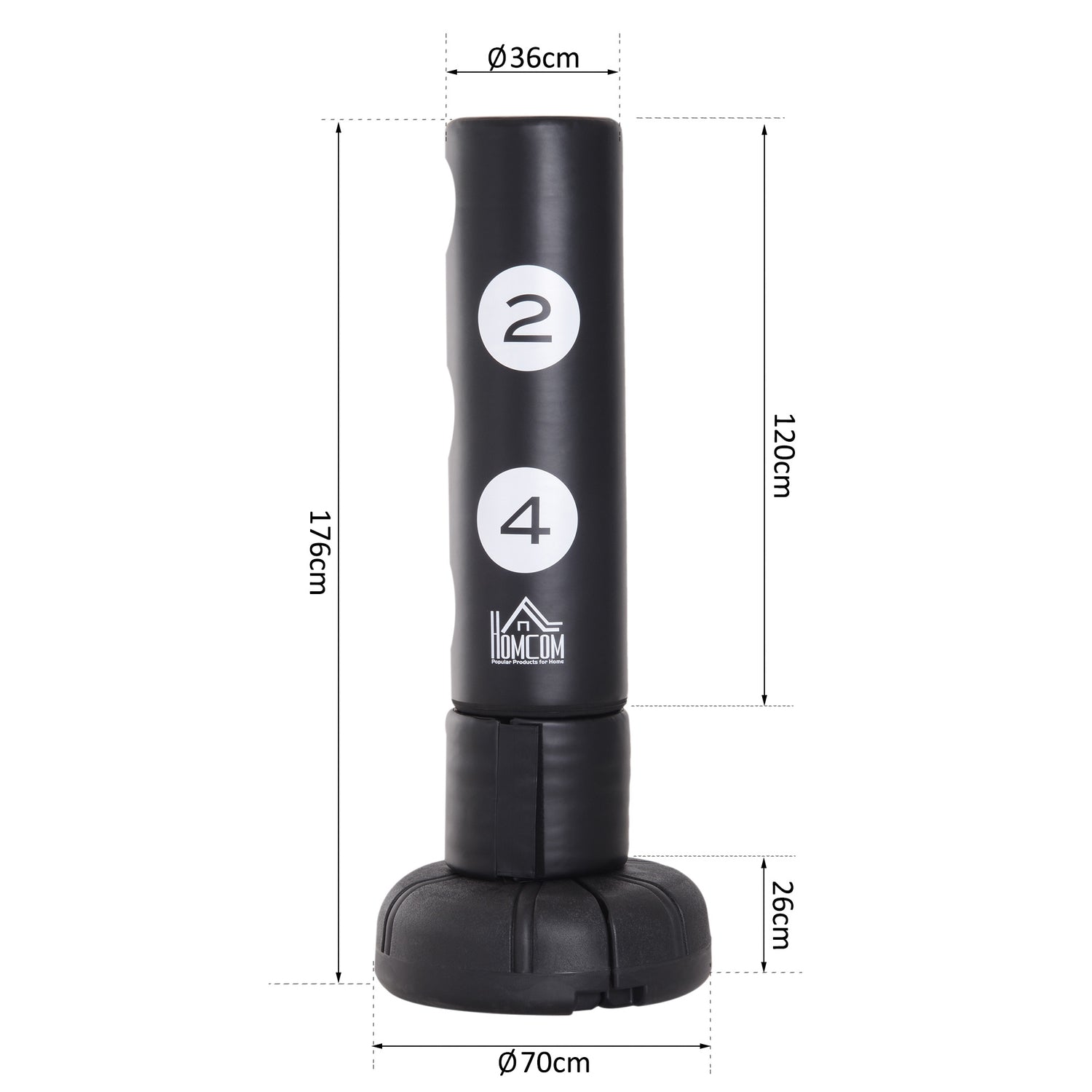 Fristående 176cm Heavy Duty boxningspåse med vinyldyna