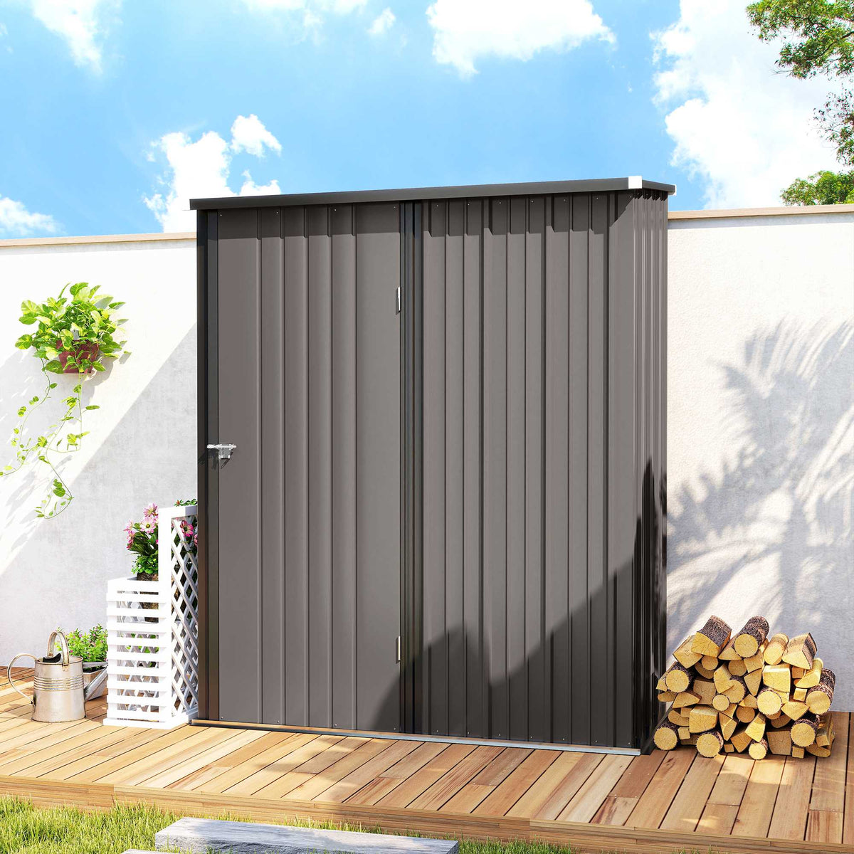 Metalen schuur voor buiten, afsluitbare deur, 161,5 x 94,5 x 196 cm
