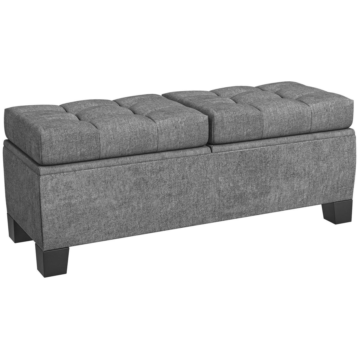 Opbergbank met linnen bekleding, 116 cm, grijs