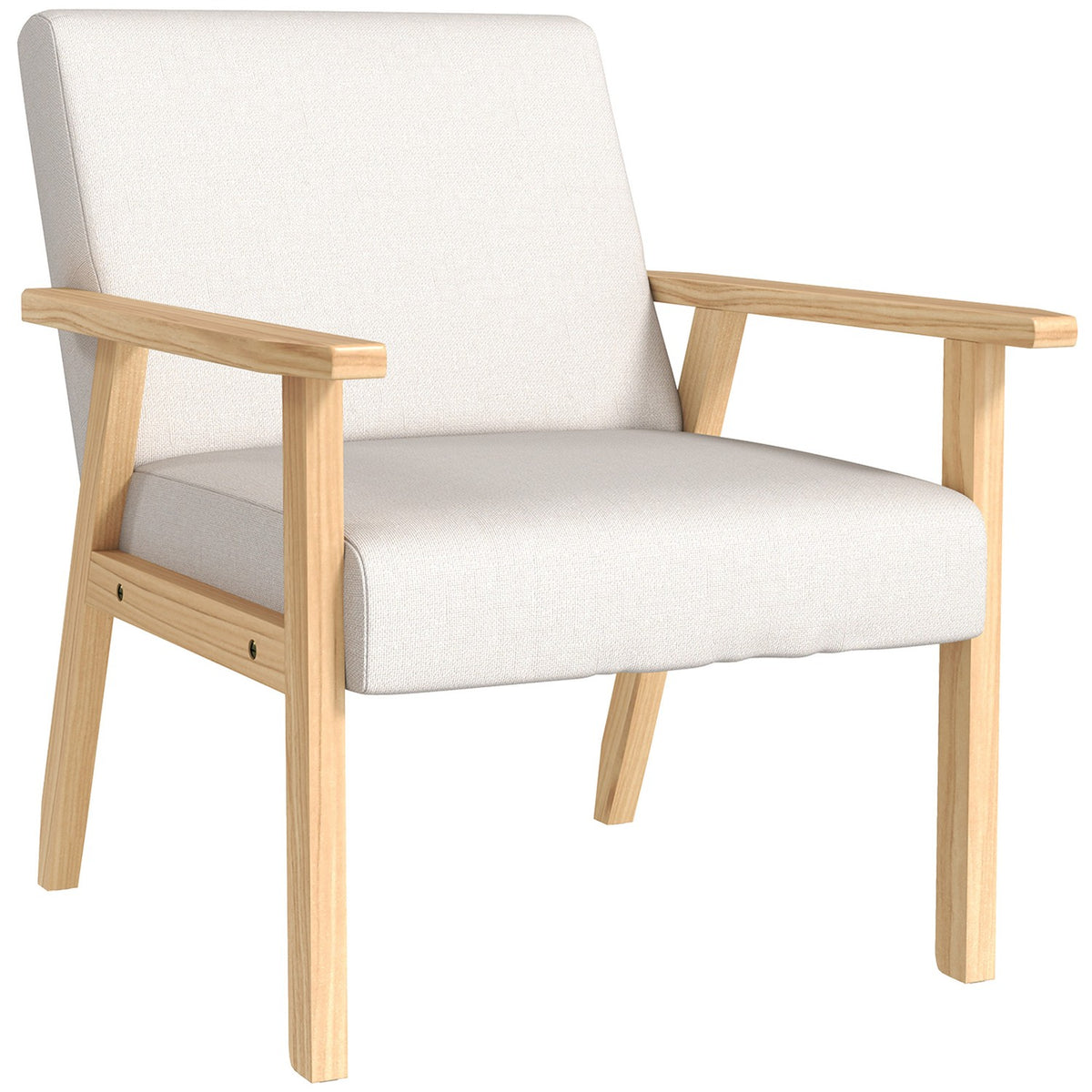 Fauteuil met armleuningen, Bekleed, Crèmewit, 64x70x72 cm