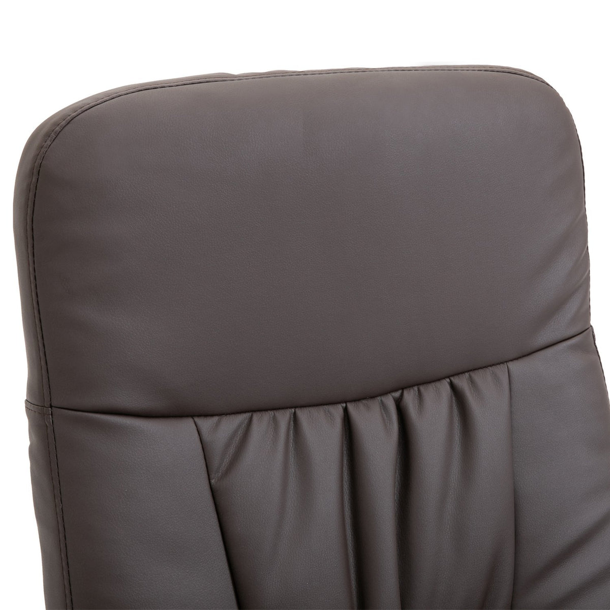 Fauteuil en voetenbank, kunstleer, bruin