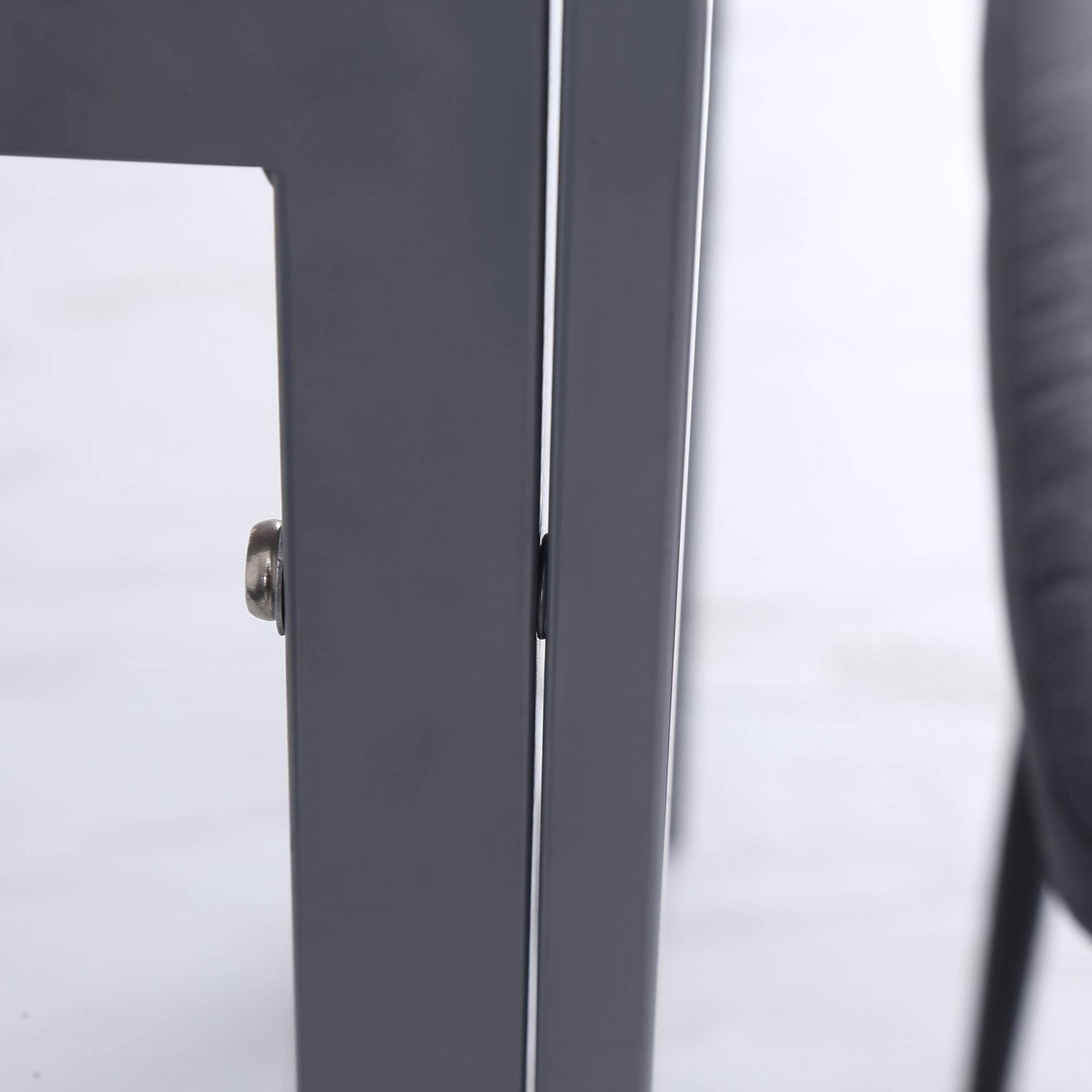 Tavolo da pranzo quadrato per 4, piano in vetro temperato, grigio