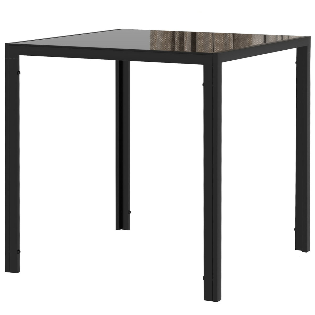 Vierkante glazen eettafel voor 4 personen, 80 kg draagvermogen, Zwart