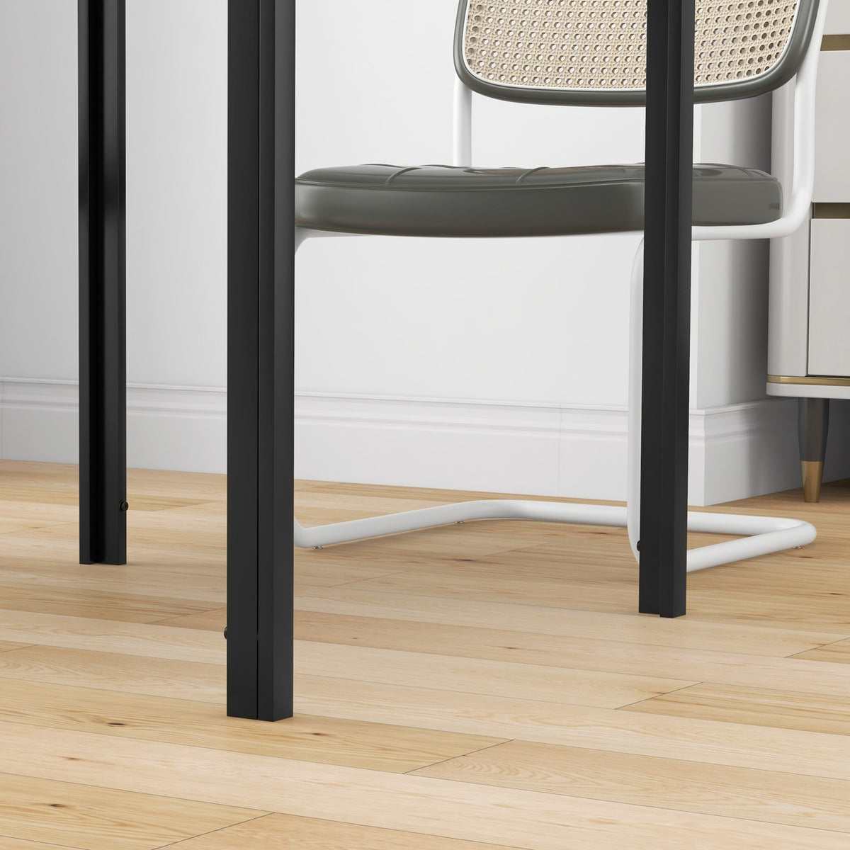 Vierkante glazen eettafel voor 4 personen, 80 kg draagvermogen, Zwart