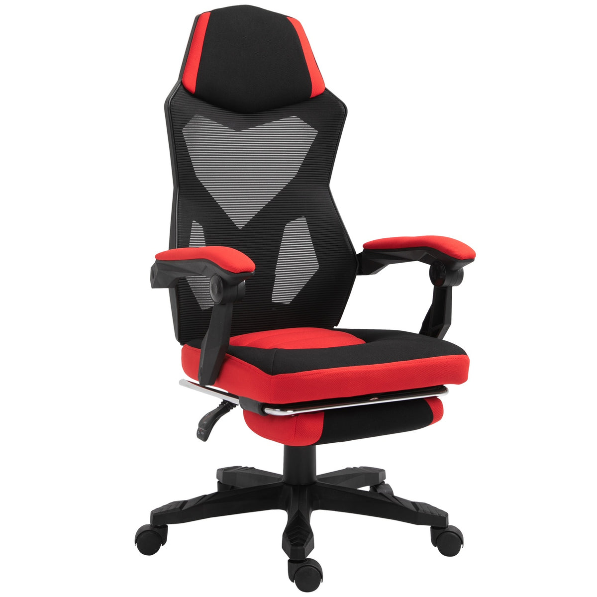 Gamingstoel – Ergonomische bureaustoel met voetensteun, zwart & rood