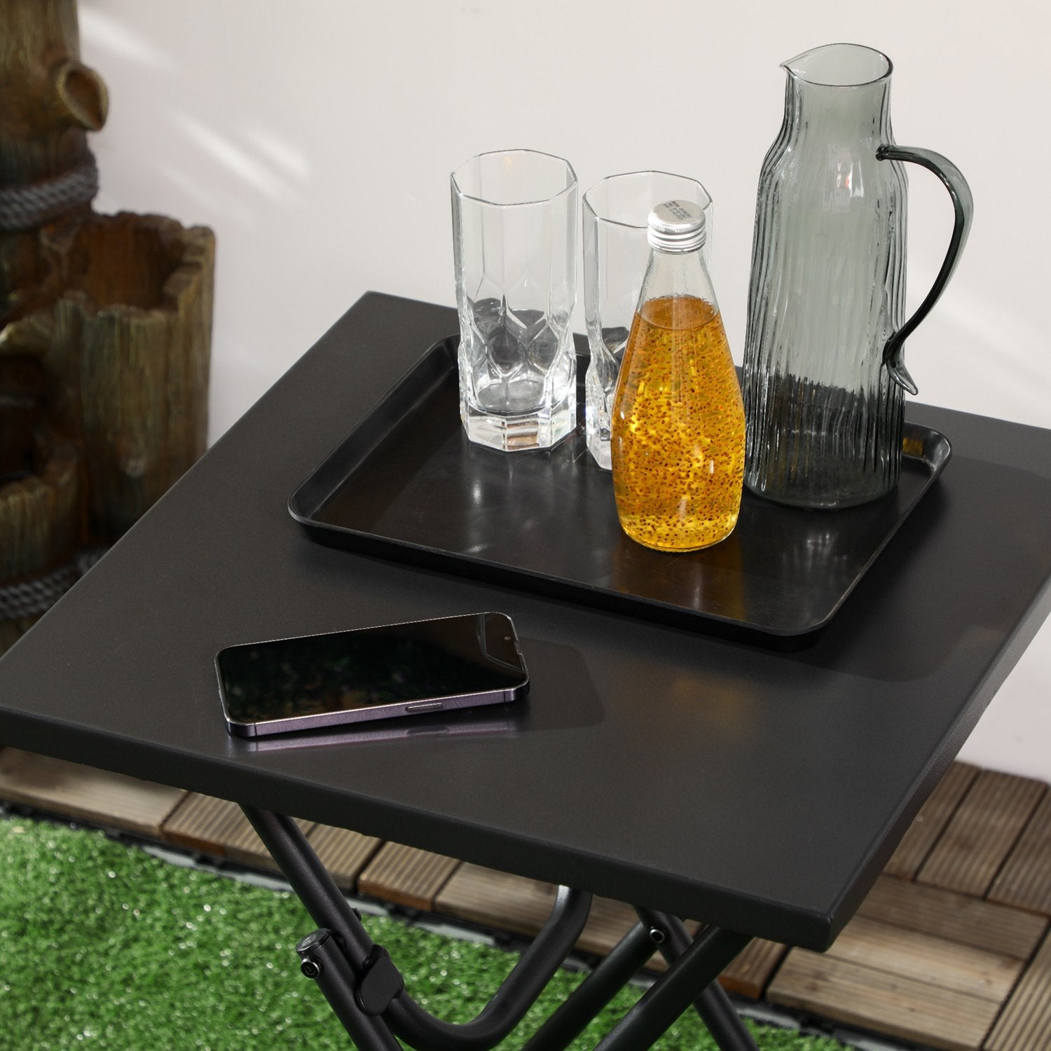Tuin Bistro Set – 1 tafel en 2 stoelen, staal, zwart