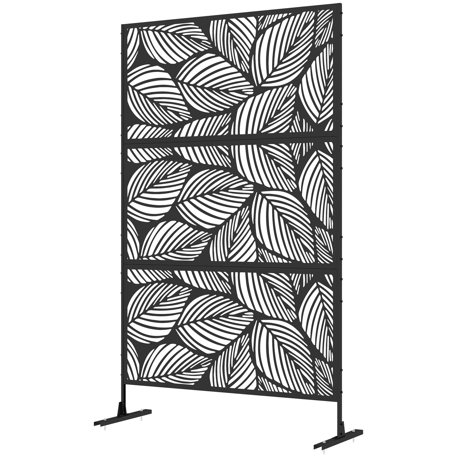 Tuinbladerenpatroon Stalen Privacyscherm, 122x198cm