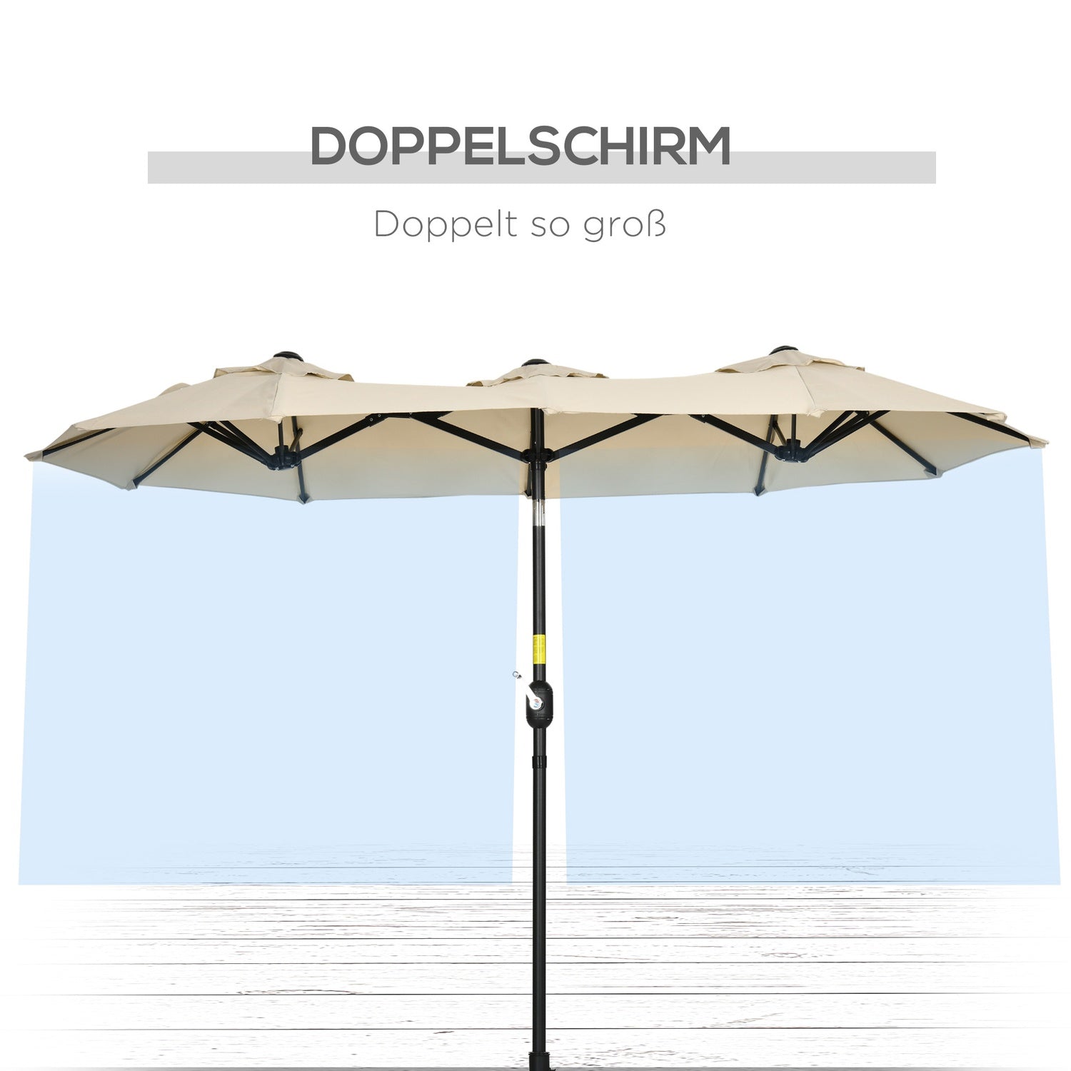 Tuinmarktparasol, 285x147cm, Kantel- & Winddak