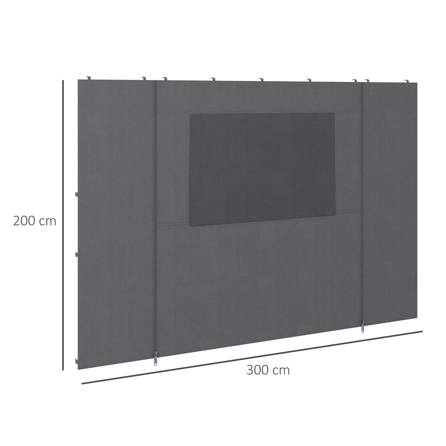 Partytent zijwanden, netvenster, donkergrijs, 2,95x2,95M