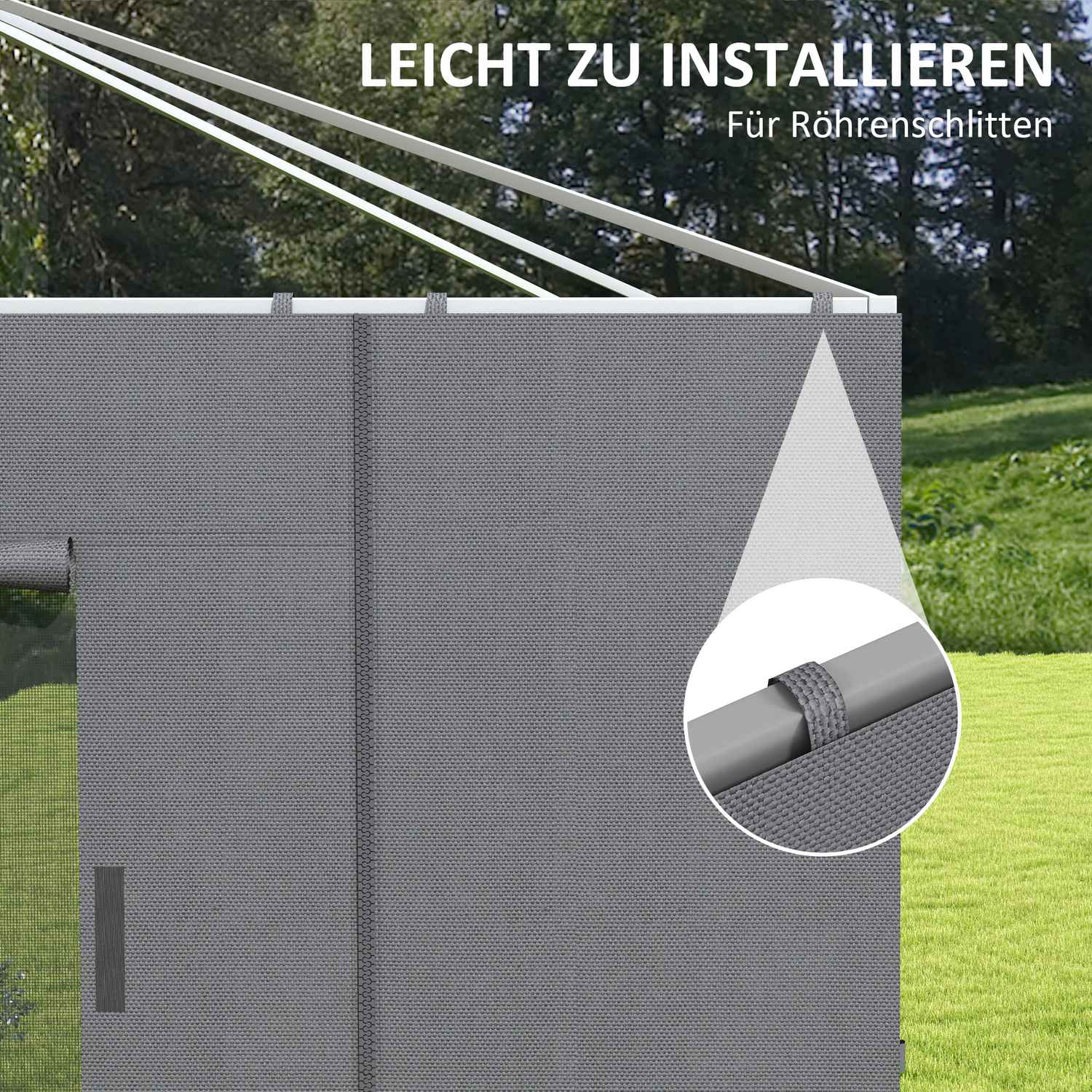 Partytent zijwanden, netvenster, donkergrijs, 2,95x2,95M