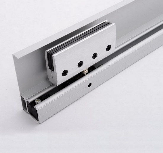 Glazen schuifdeurset met handvat, satijnglans, 2050x900mm
