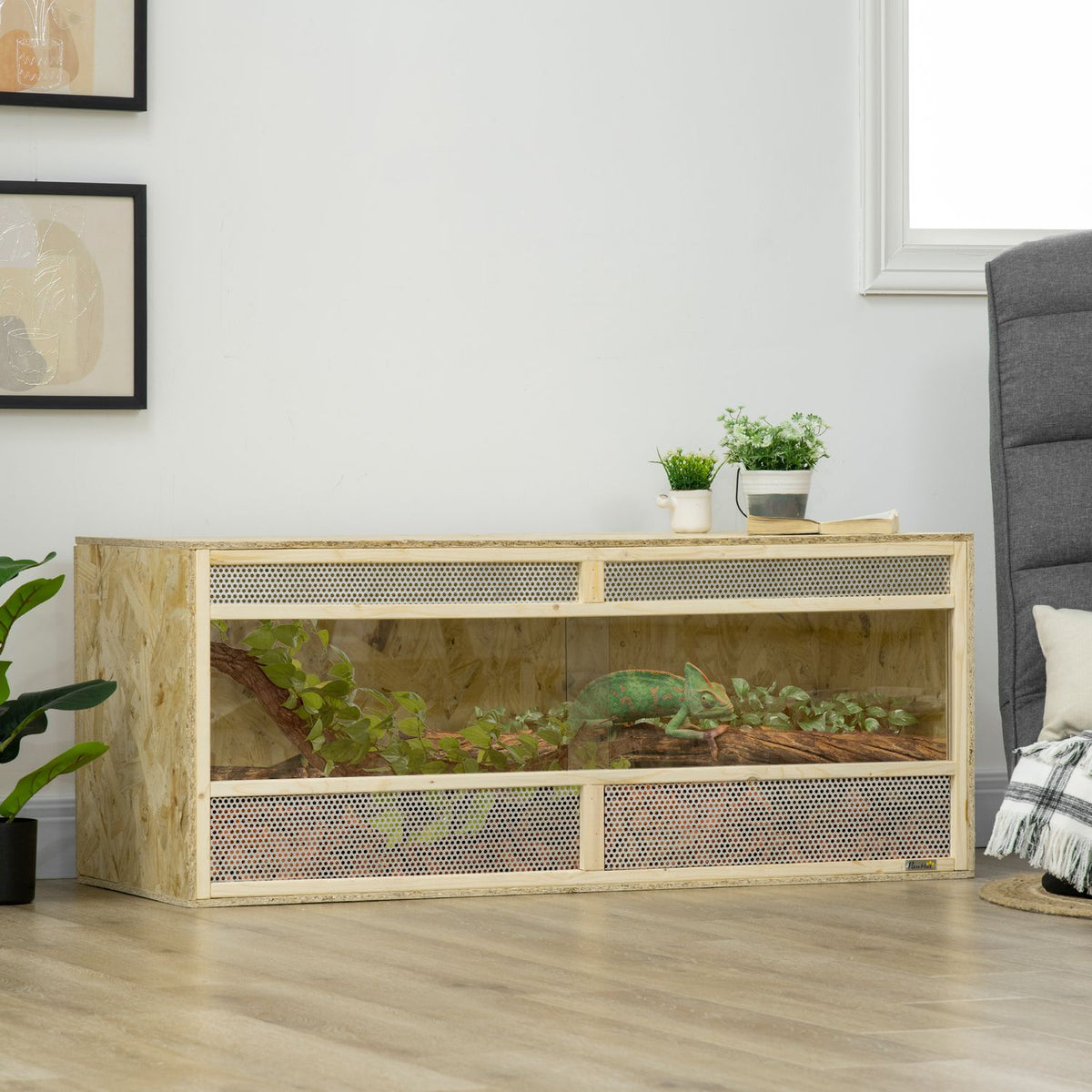 Glazen terrarium, 120x50x50 cm, Geventileerd, Schuifdeur