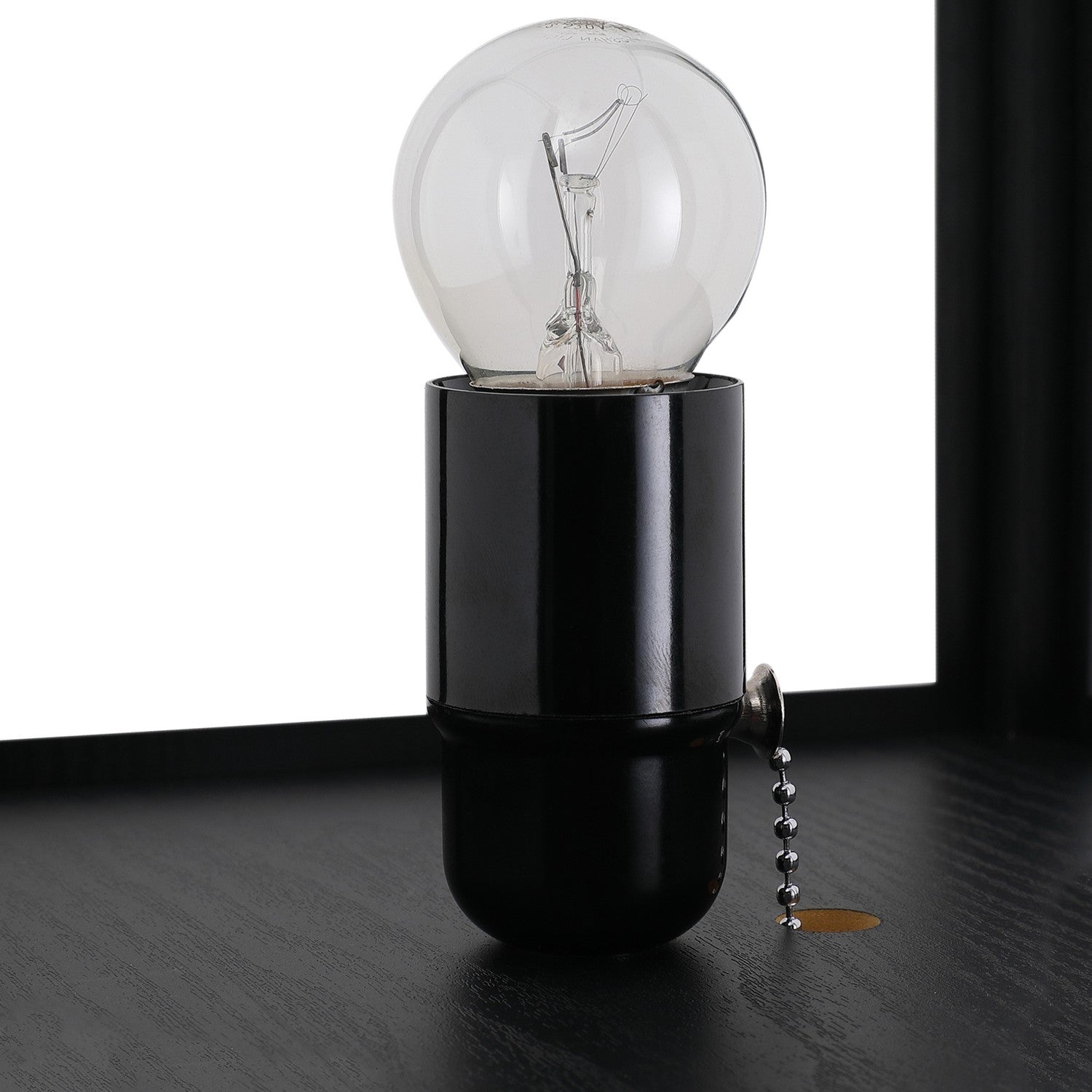 Golvlampa med hyllor – svart trä, 160cm, E27 40W