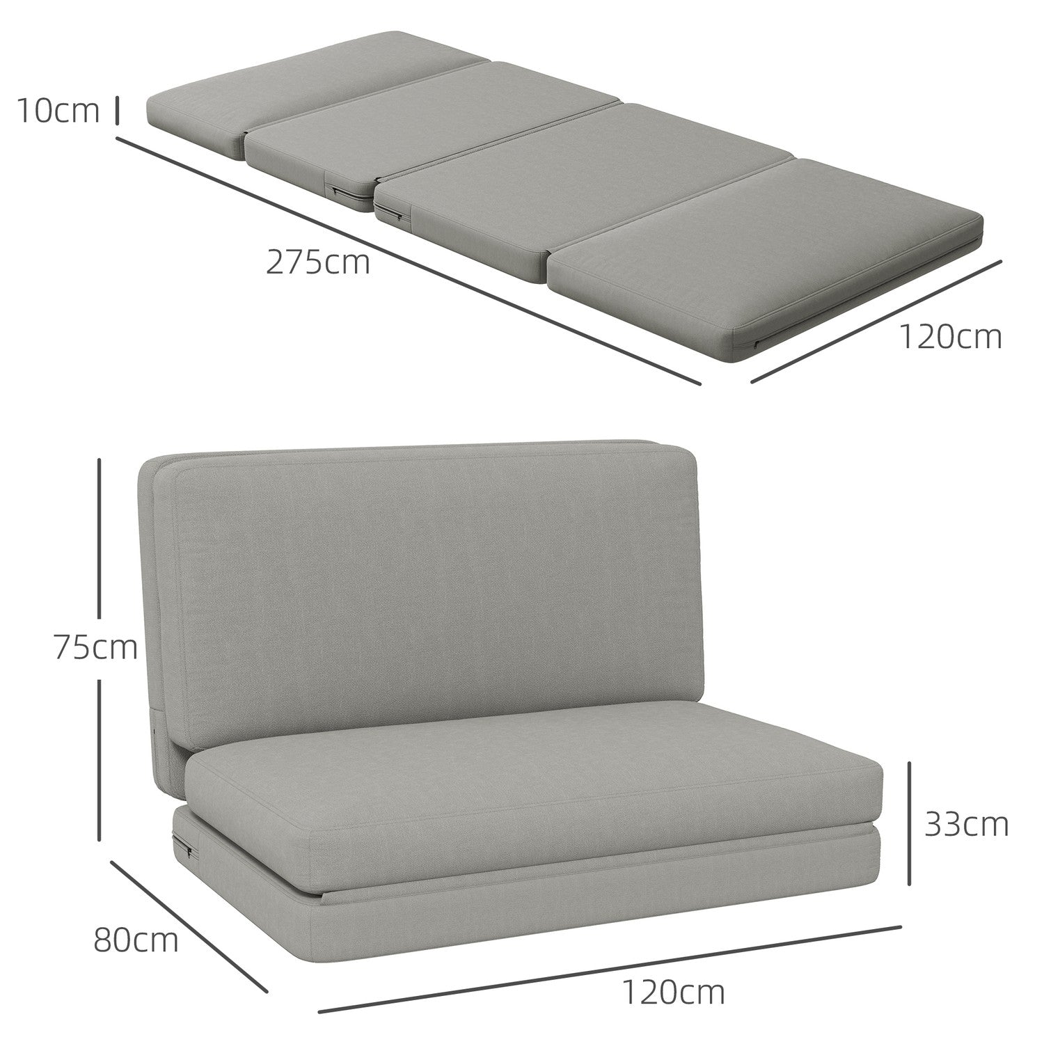 Vloerbank, 3-in-1, fluweellook, draagvermogen 240 kg, lichtgrijs