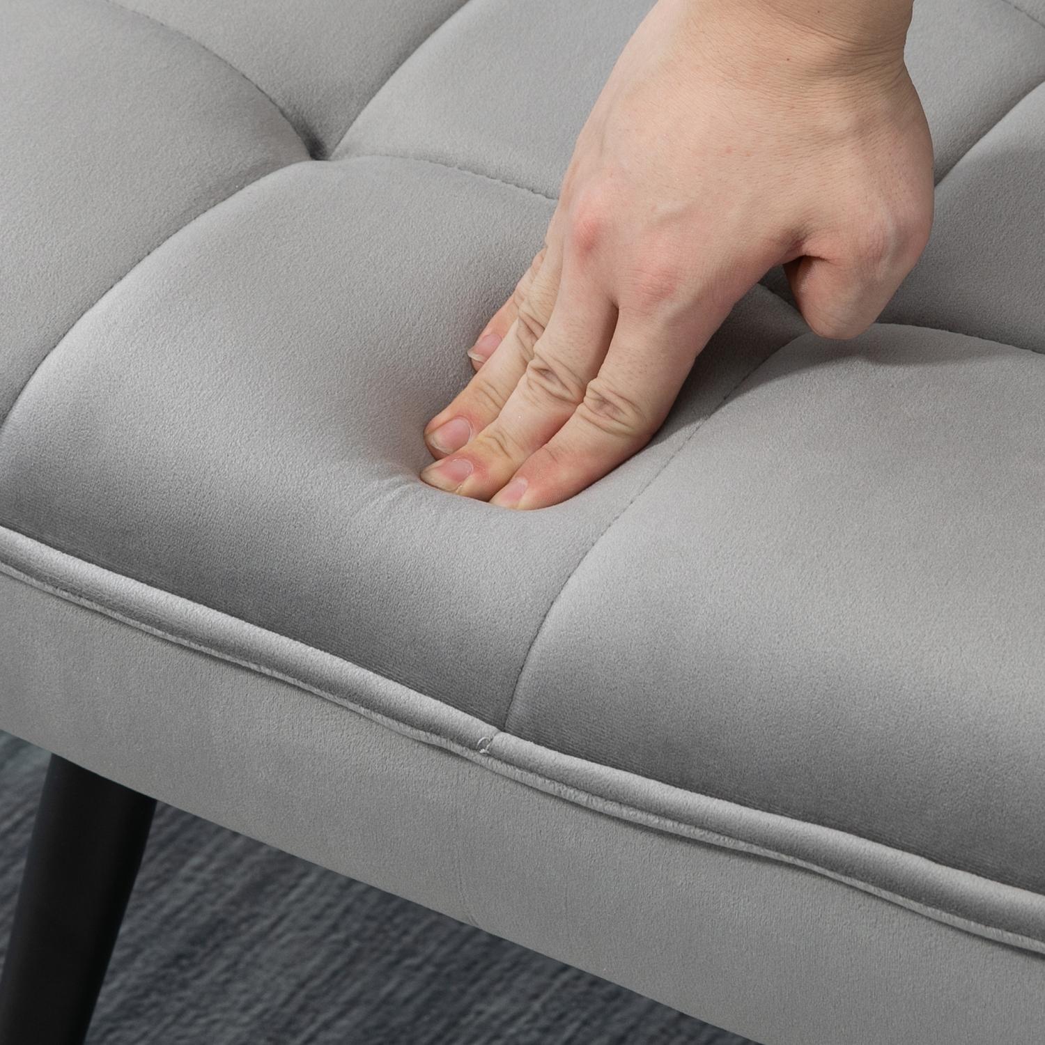 Grijze Relax Fauteuil & Ottoman Set, Velours Bekleding, comfortabele kussens