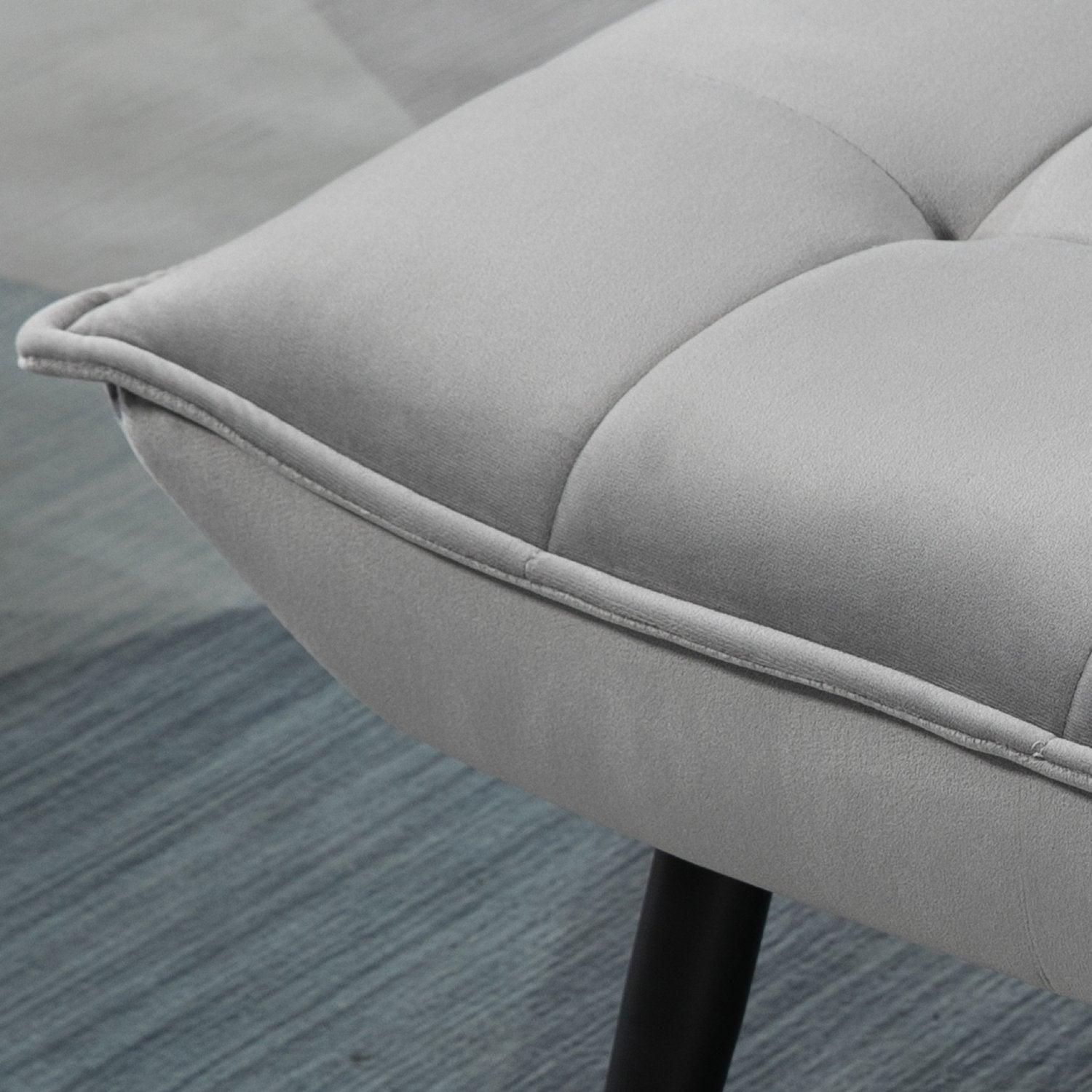 Grijze Relax Fauteuil & Ottoman Set, Velours Bekleding, comfortabele kussens