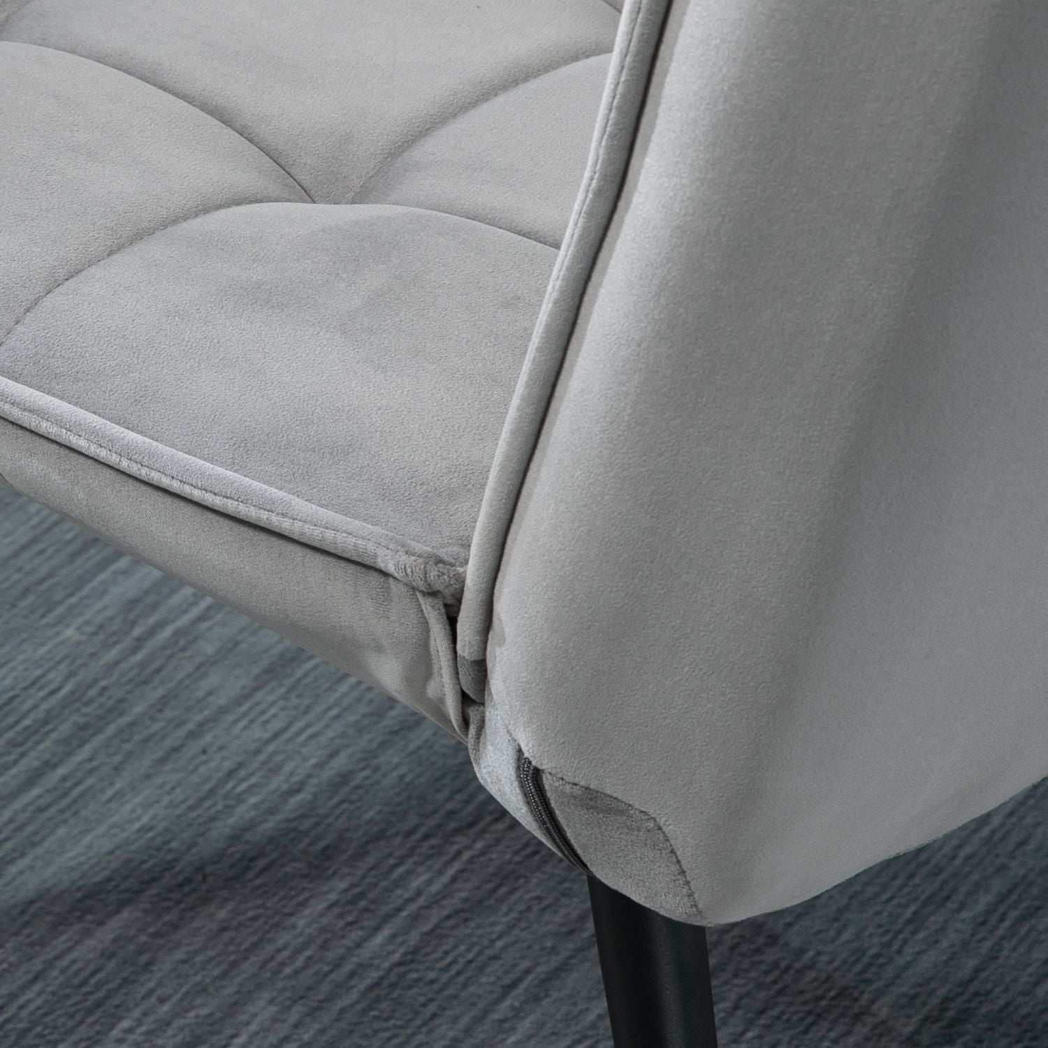 Grijze Relax Fauteuil & Ottoman Set, Velours Bekleding, comfortabele kussens