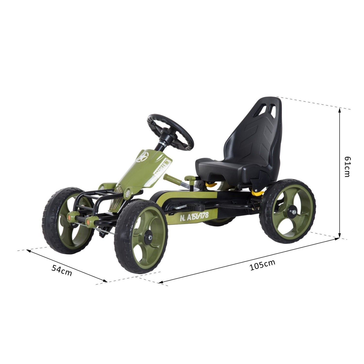 Green Kids Go Kart – Handrem, verstelbare stoel, 3+ jaar