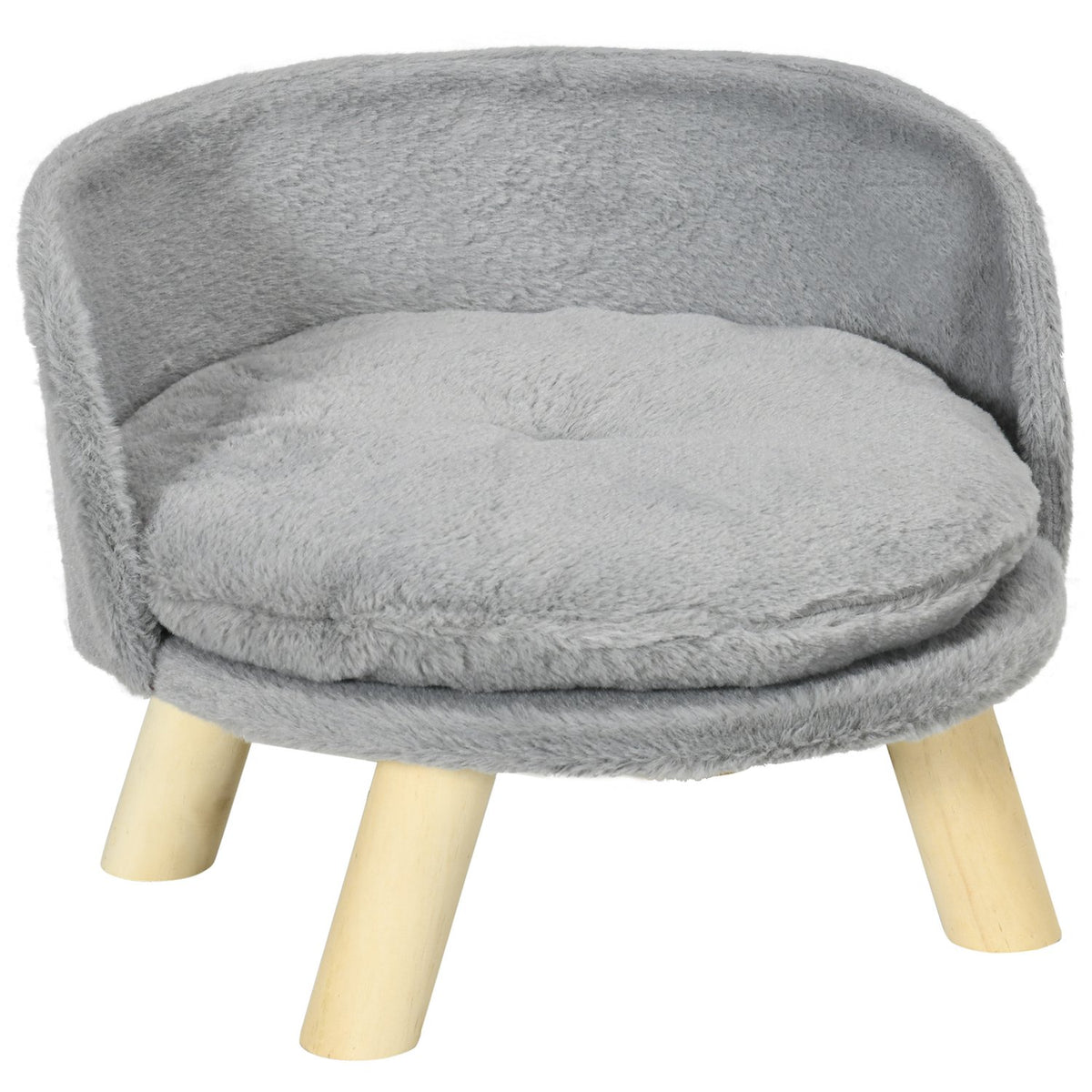 Grijze honden- en kattenmand met antislip houten poten, 40,5 cm